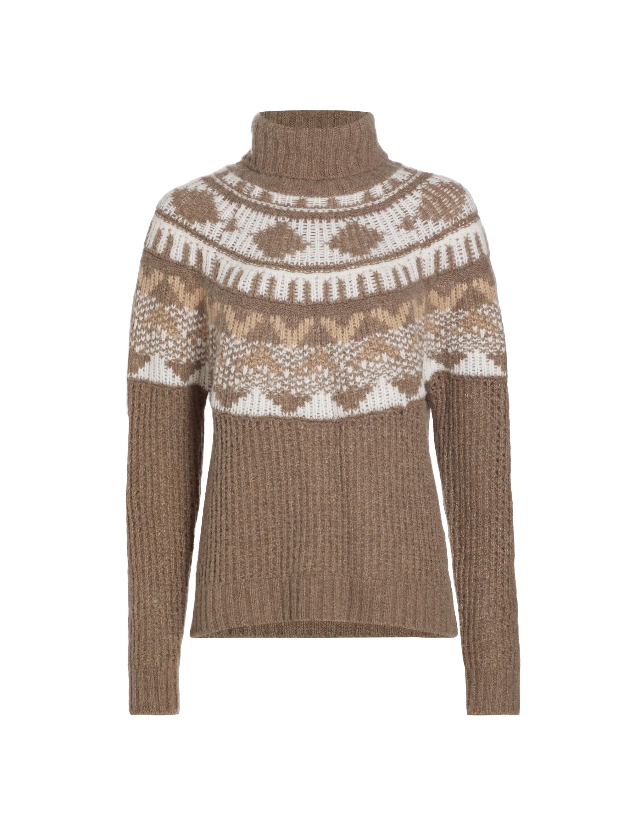 Naadam Women's Fairisle Wool-Blend Turtleneck Sweater - Tan Combo