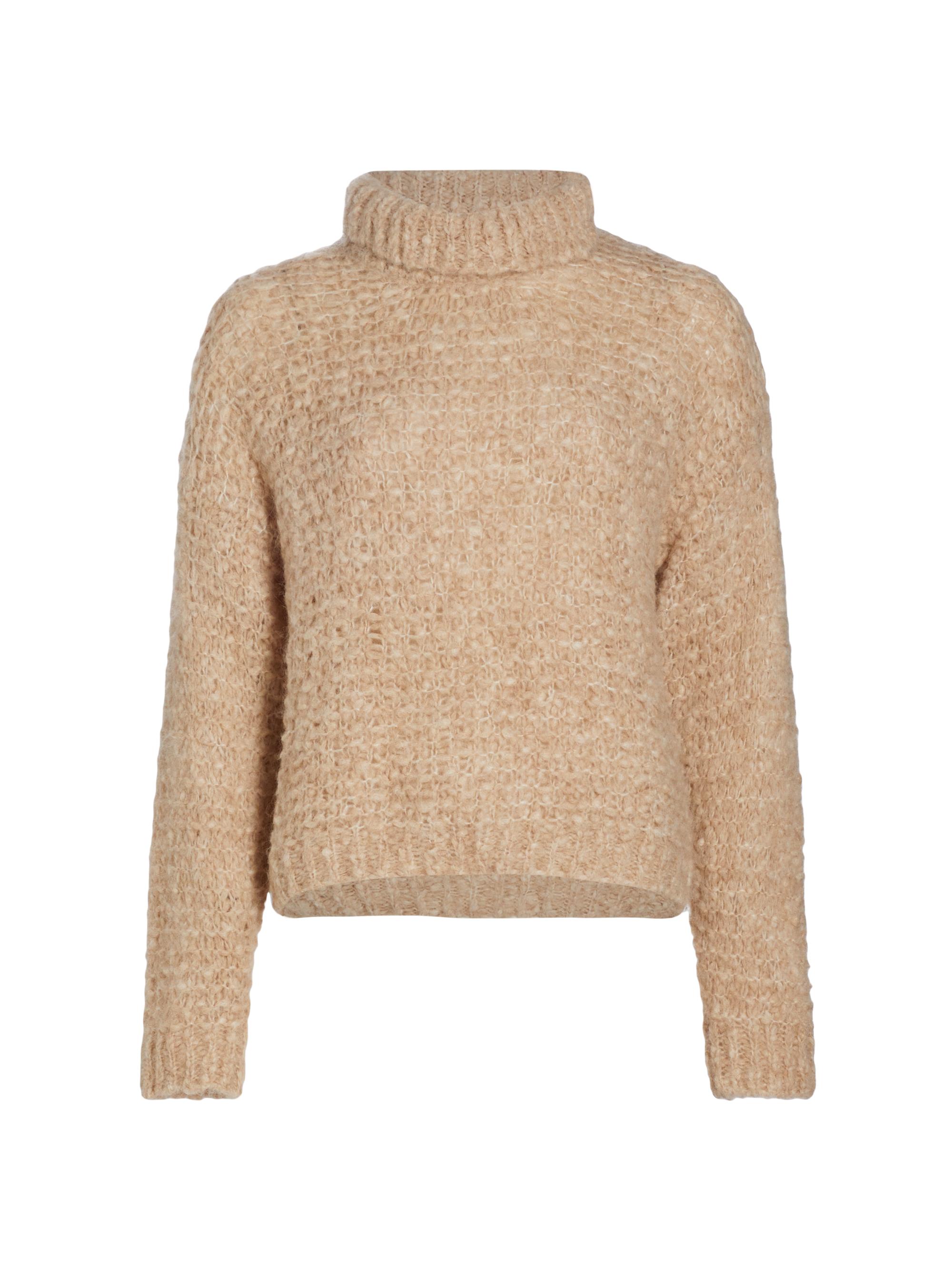 Naadam Women's Bouclé Alpaca-Blend Turtleneck Sweater - Camel