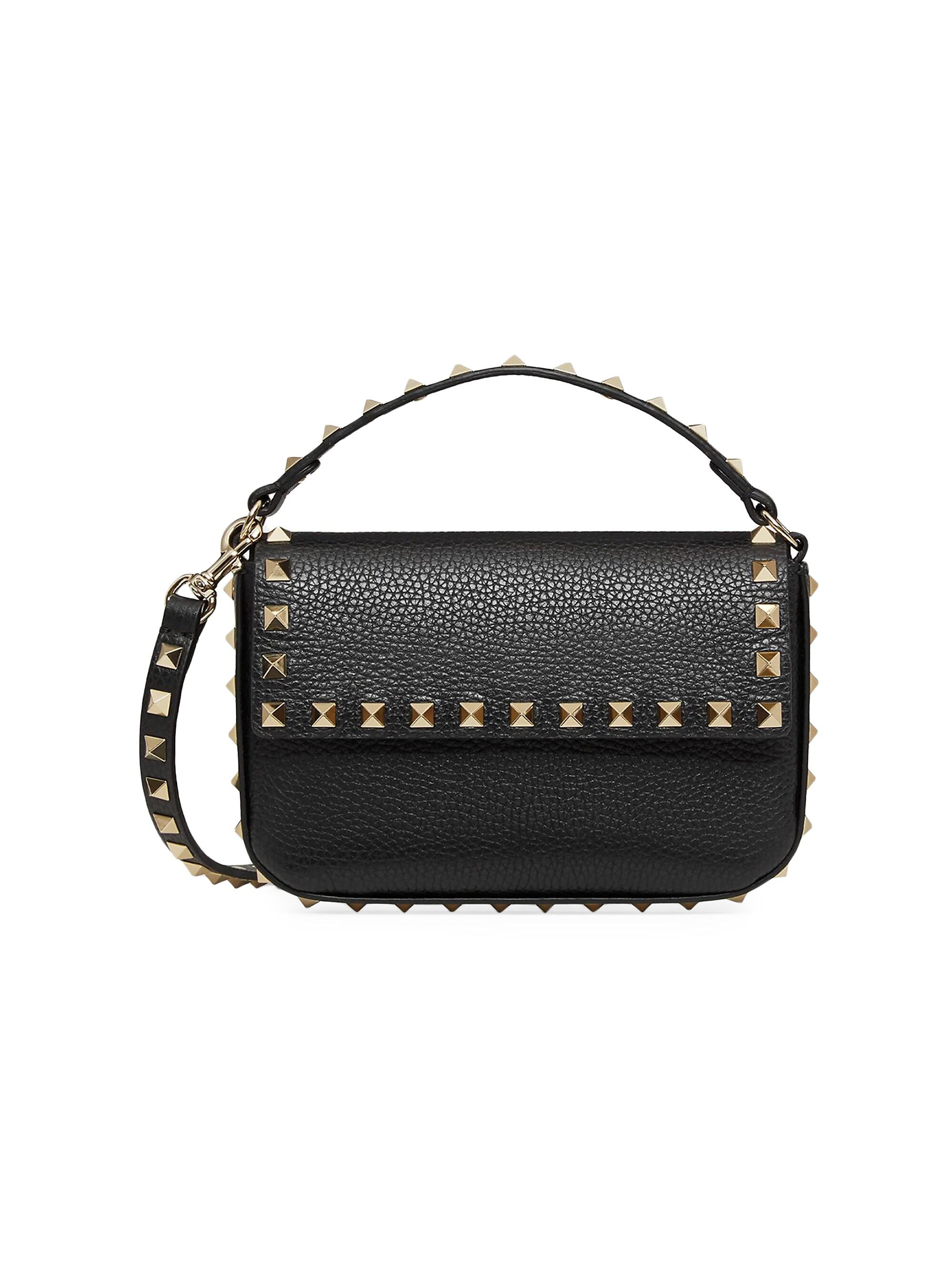 Valentino Garavani Women's Rockstud Grainy Calfskin Pouch - Black