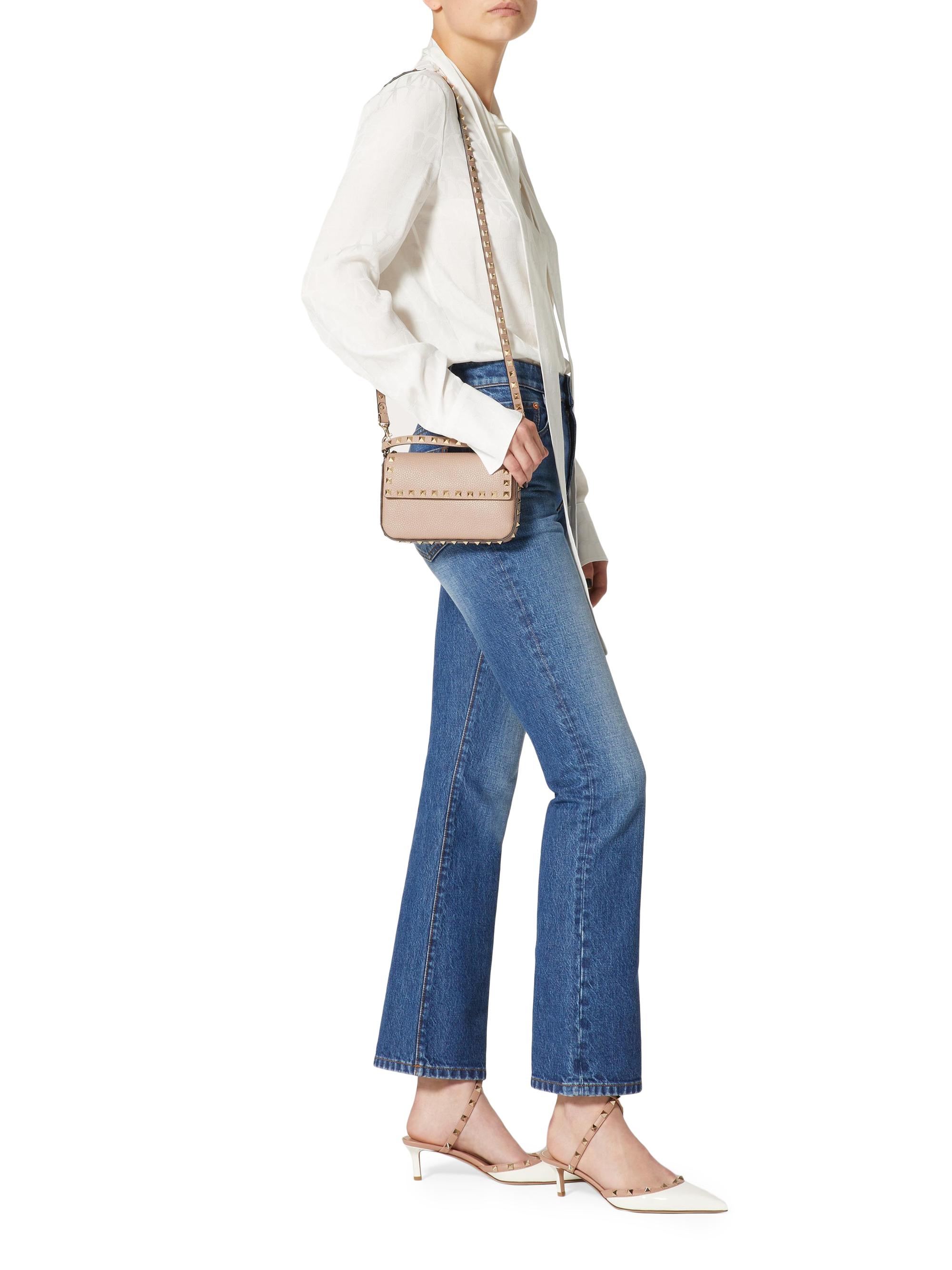Valentino Garavani Women's Rockstud Grainy Calfskin Pouch - Poudre