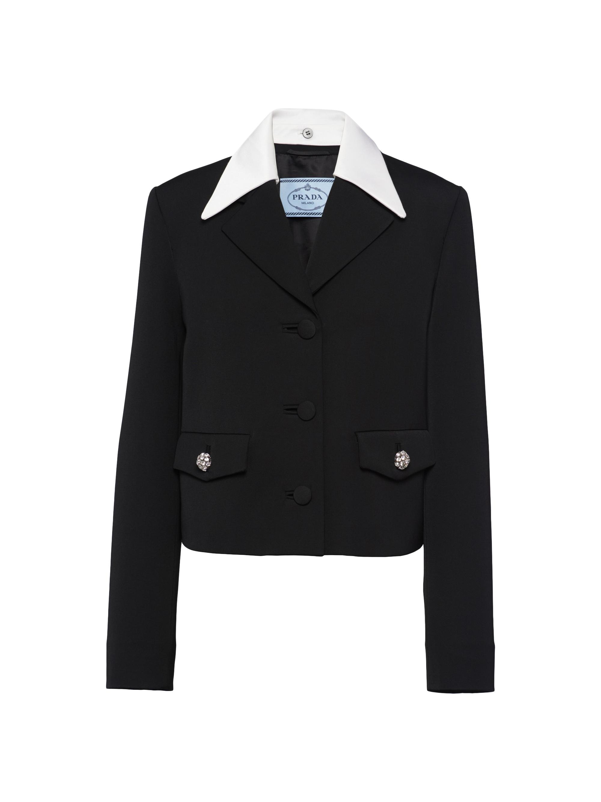 Prada Women's Single-Breasted Wool and Satin Jacket - Black