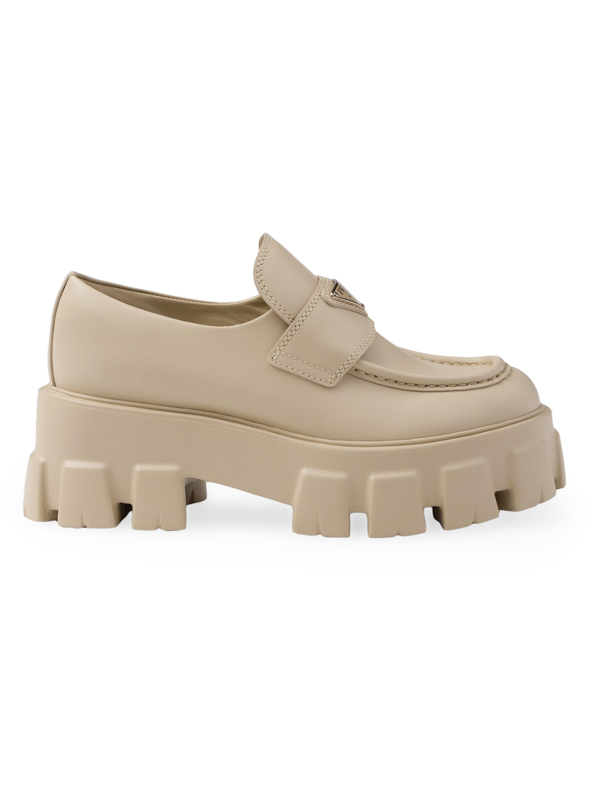 Prada Brushed Leather Monolith Loafers | Saks Fifth Avenue