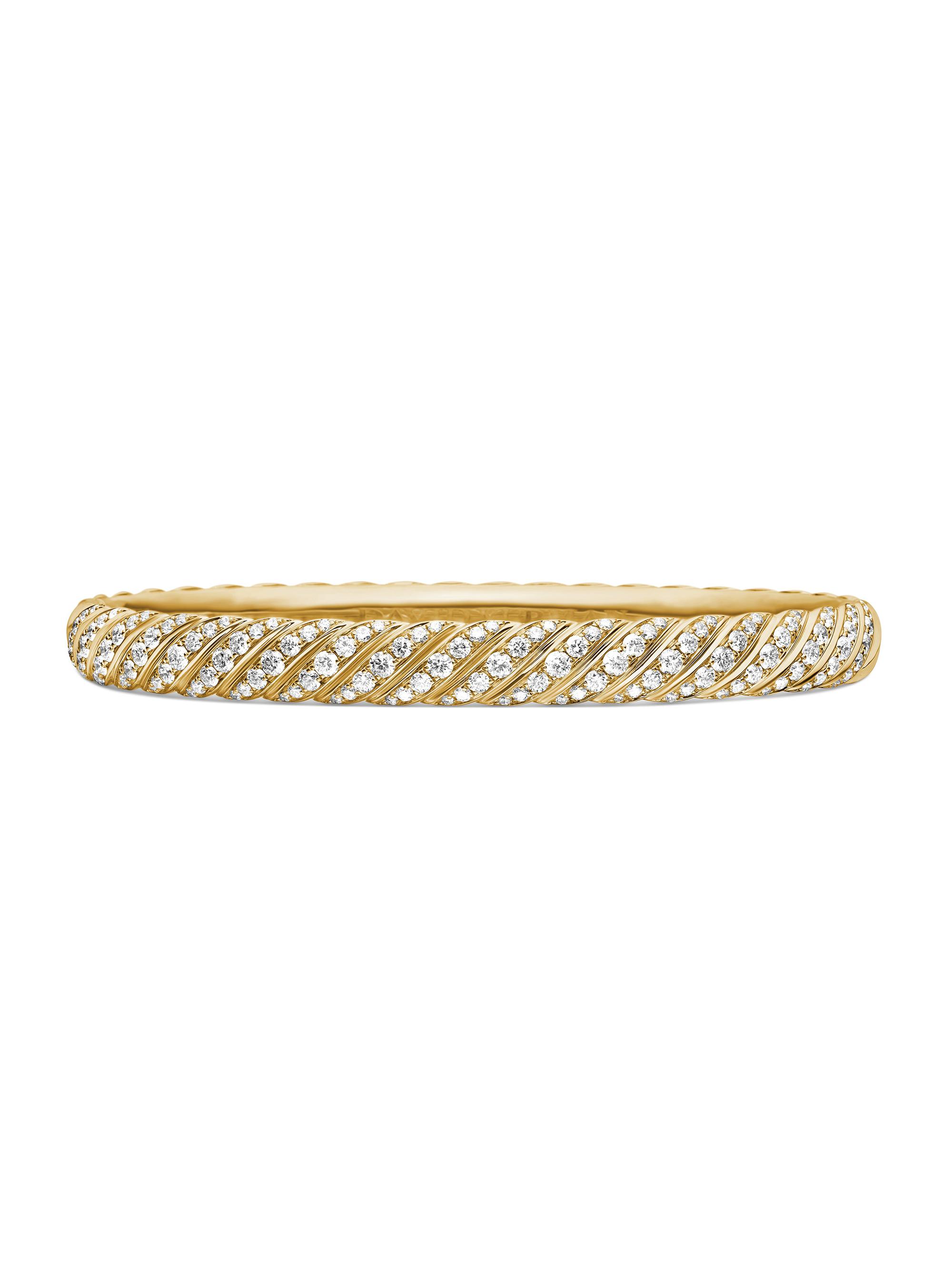 David Yurman Women's Sculpted Cable Bangle Bracelet in 18K Yellow Gold - Diamond