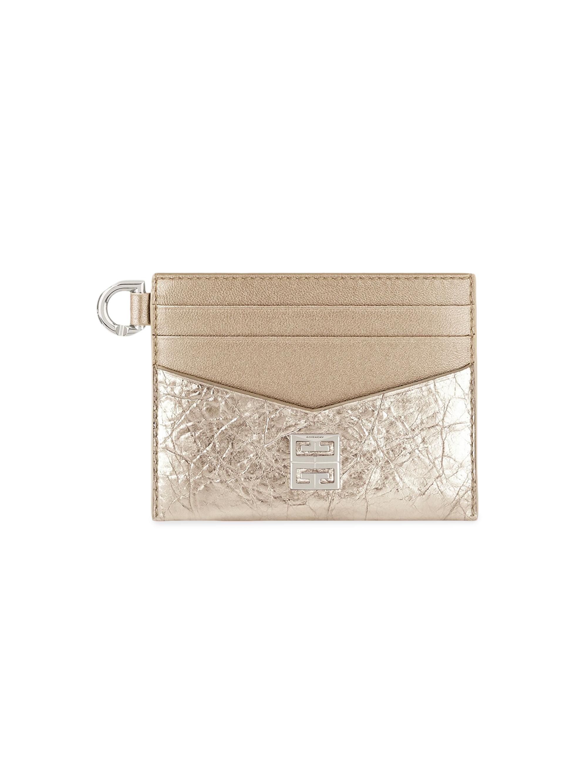 Givenchy Women's 4G Card Holder In Laminated Leather - Dusty Gold