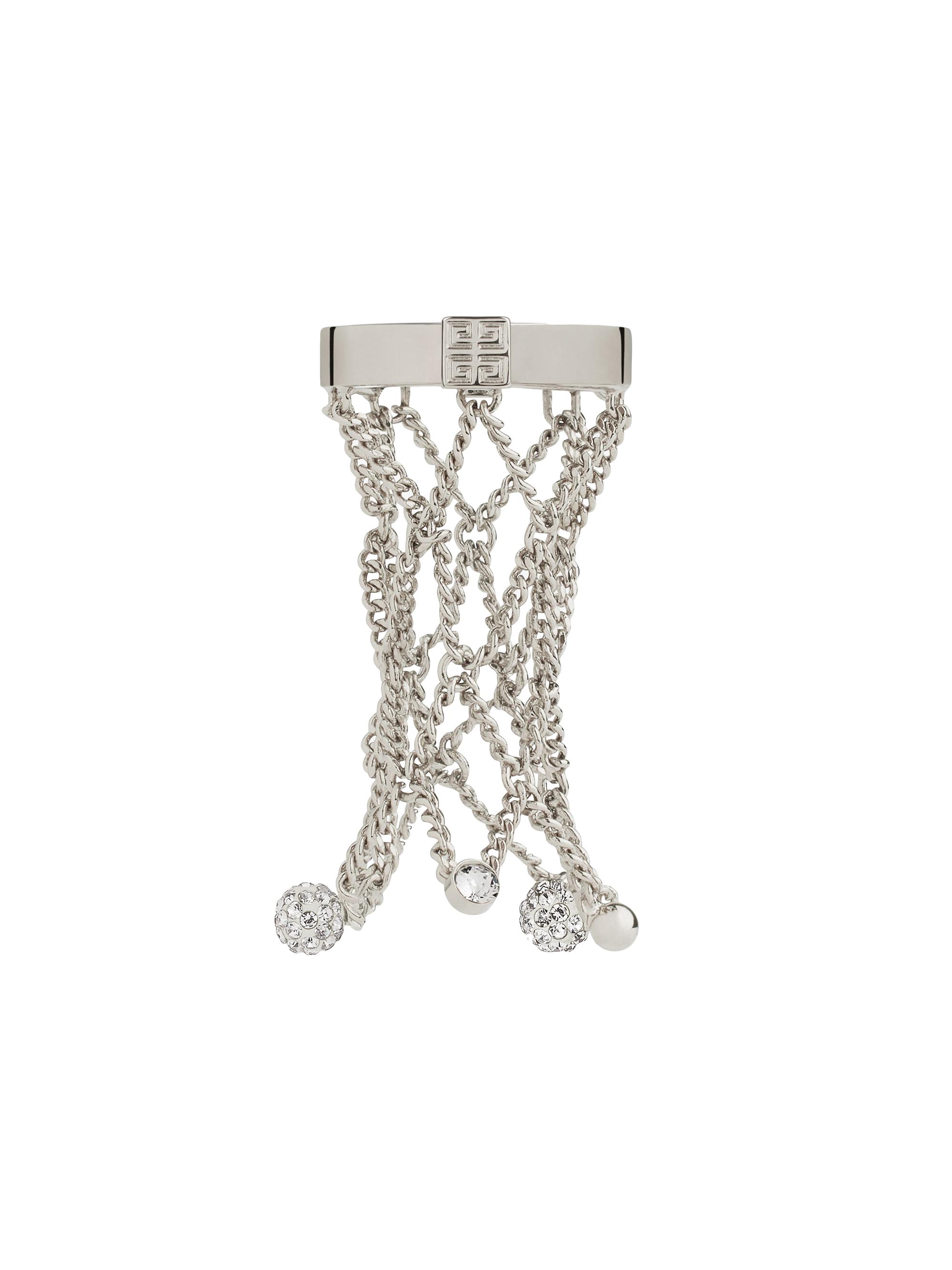 Givenchy Women's Pearling Ring In Metal With Pearls And Crystals - White Silvery