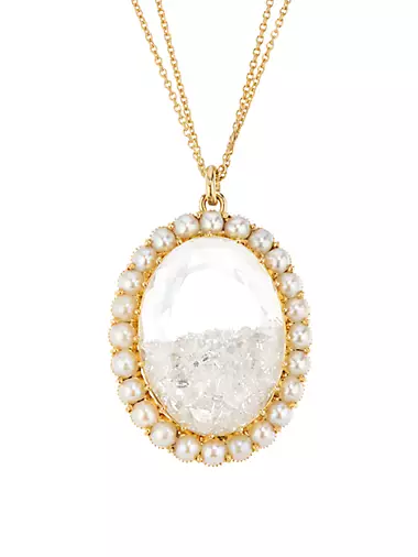 18K Yellow Gold, Pearl & 4 TCW Diamond Shake Necklace
