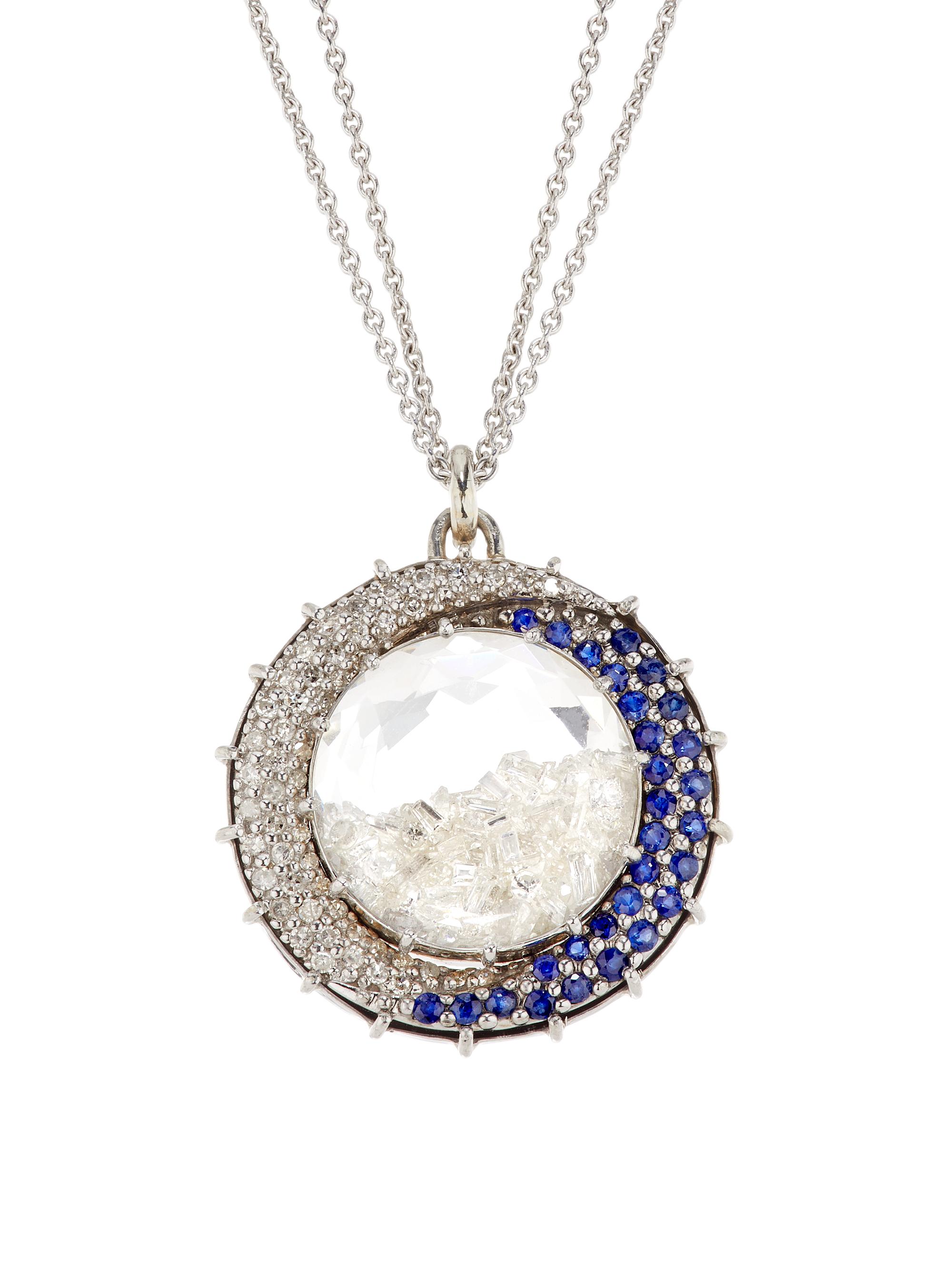 Renee Lewis Women's 18K White Gold, Sapphire & 7.20 TCW Diamond Shake Necklace - White Gold