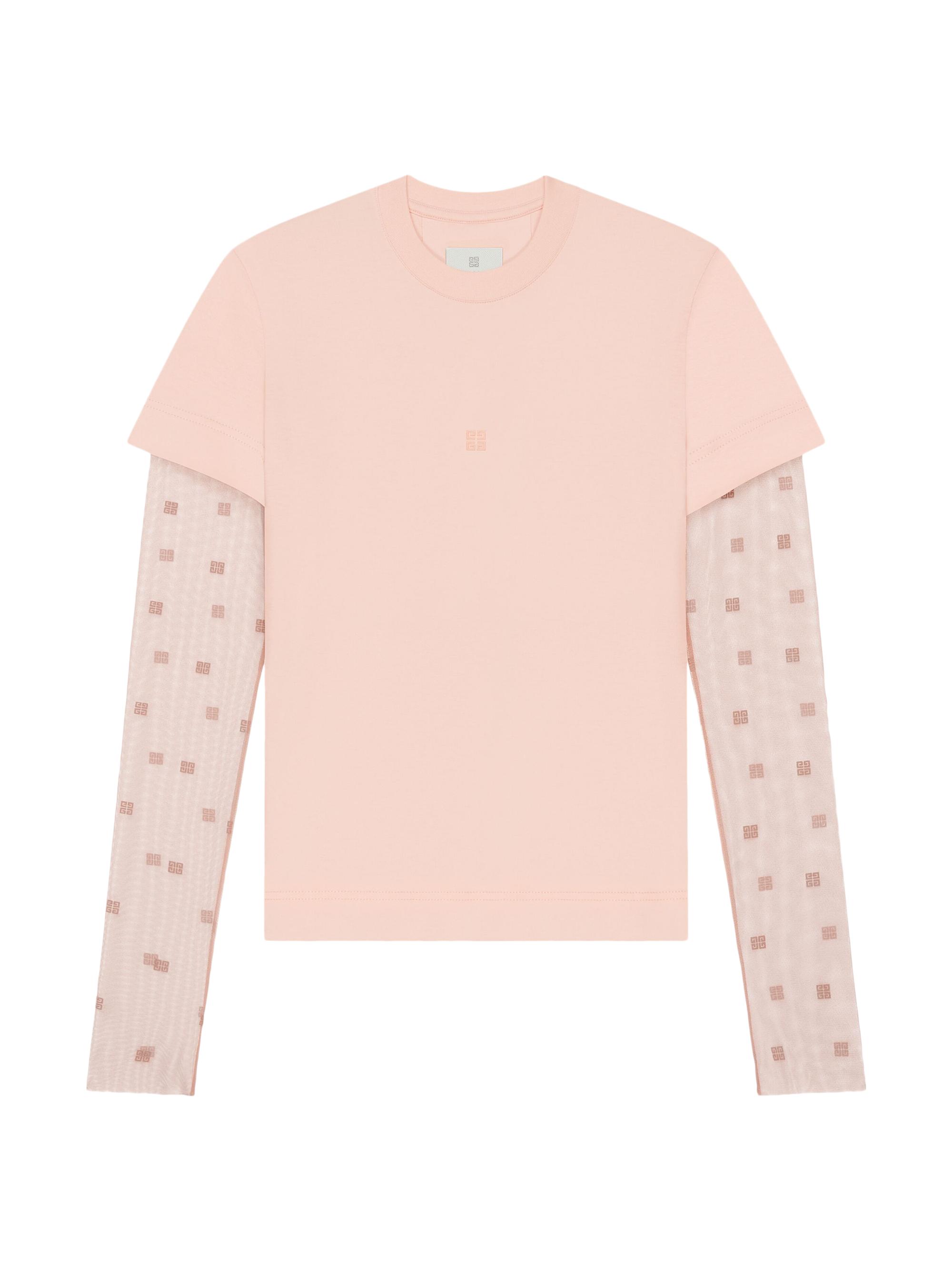 Givenchy Women's Overlapped Slim Fit T-Shirt In Cotton And 4G Lace - Blush Pink