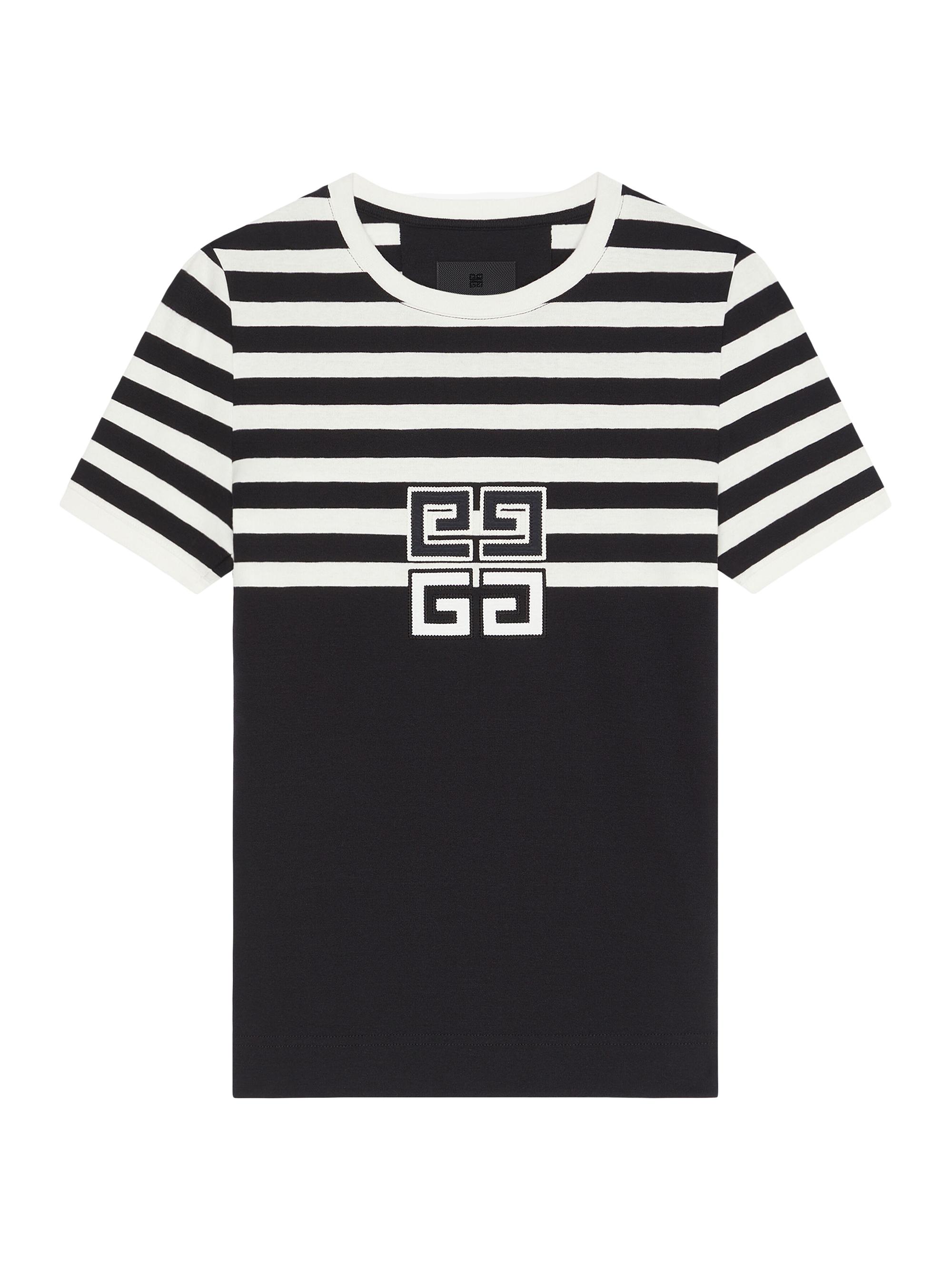 Givenchy Women's 4G Slim Fit T-Shirt In Cotton With Stripes - Black White