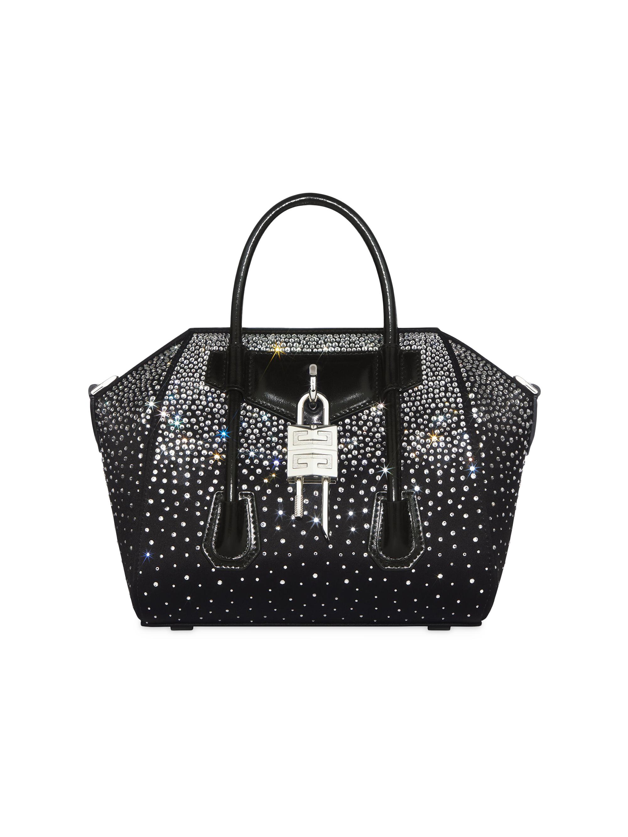 Givenchy Women's Mini Antigona Lock Bag In Satin With Strass - Black