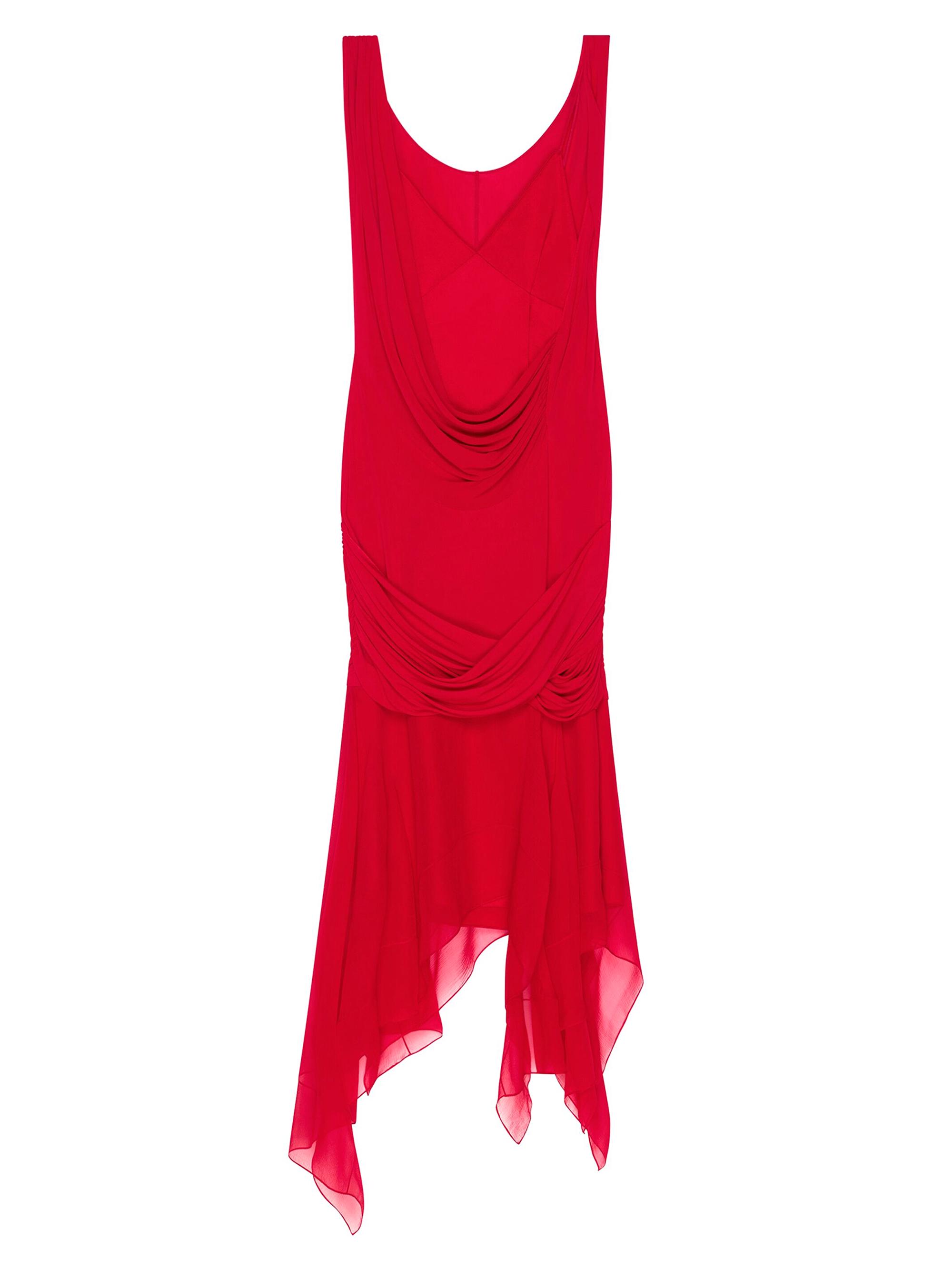 Givenchy Women's Draped Dress In Satin Jersey And Mousseline - Vermillon