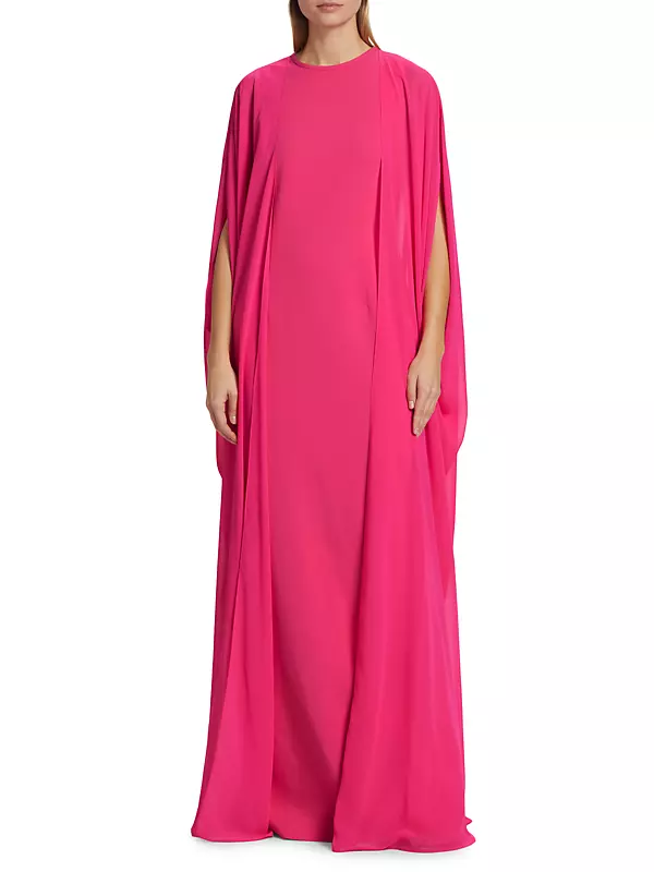 Crepe Chiffon Overlay Cape Gown