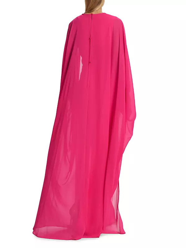 Crepe Chiffon Overlay Cape Gown