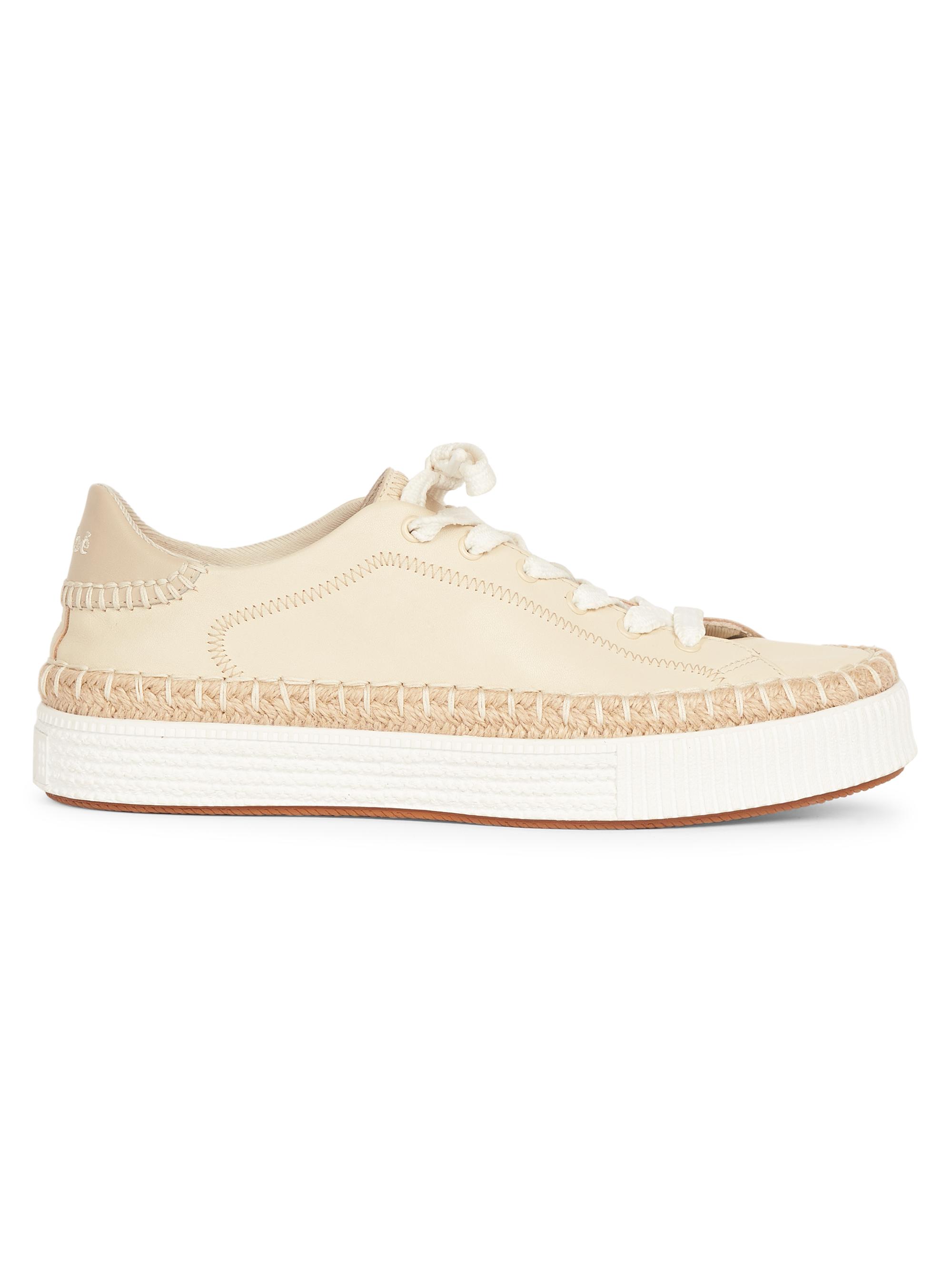 Chloé Women's Telma Leather Low-Top Espadrille Sneakers - Pearl
