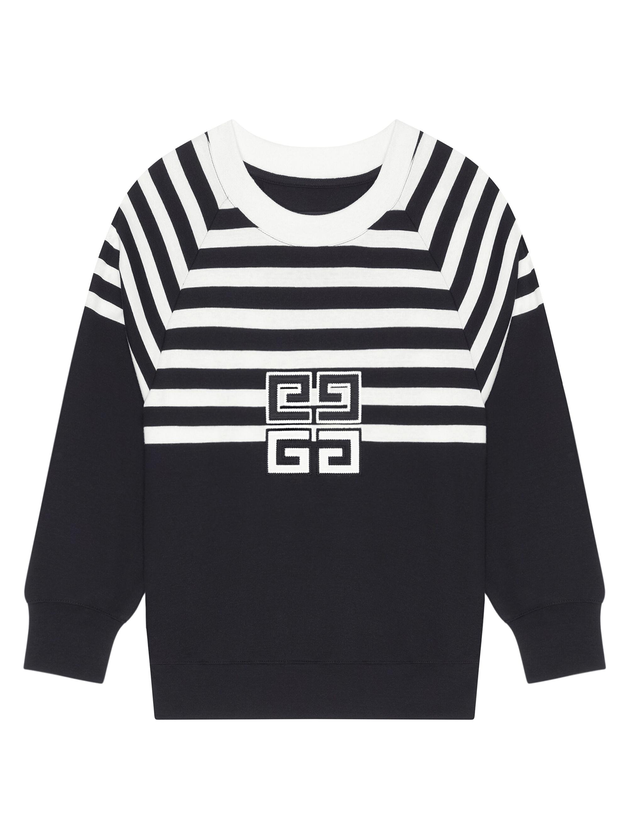 Givenchy Women's 4G Sweatshirt In Jersey With Stripes - Black White