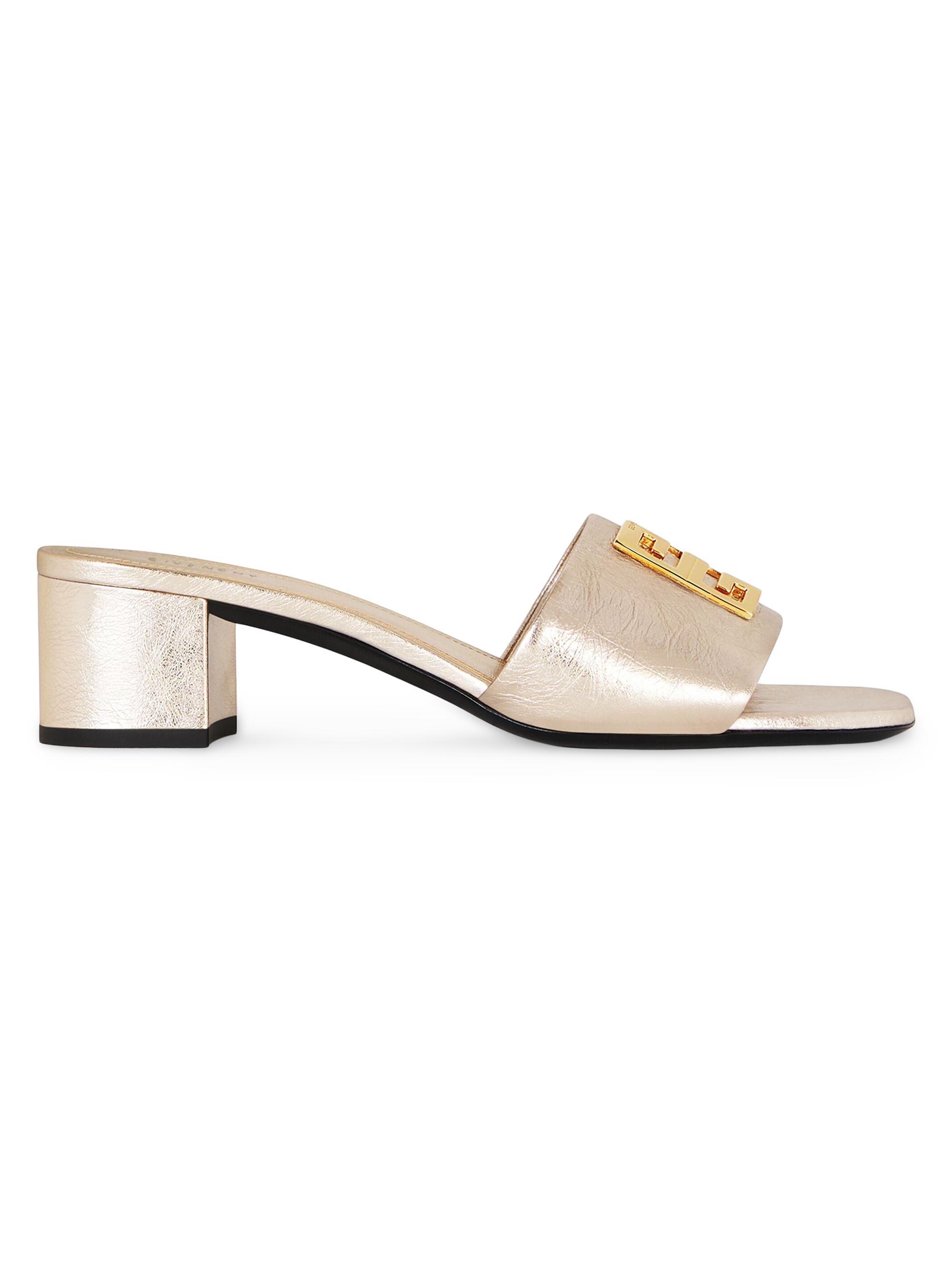 Givenchy Women's 4G Mules In Laminated Leather - Dusty Gold