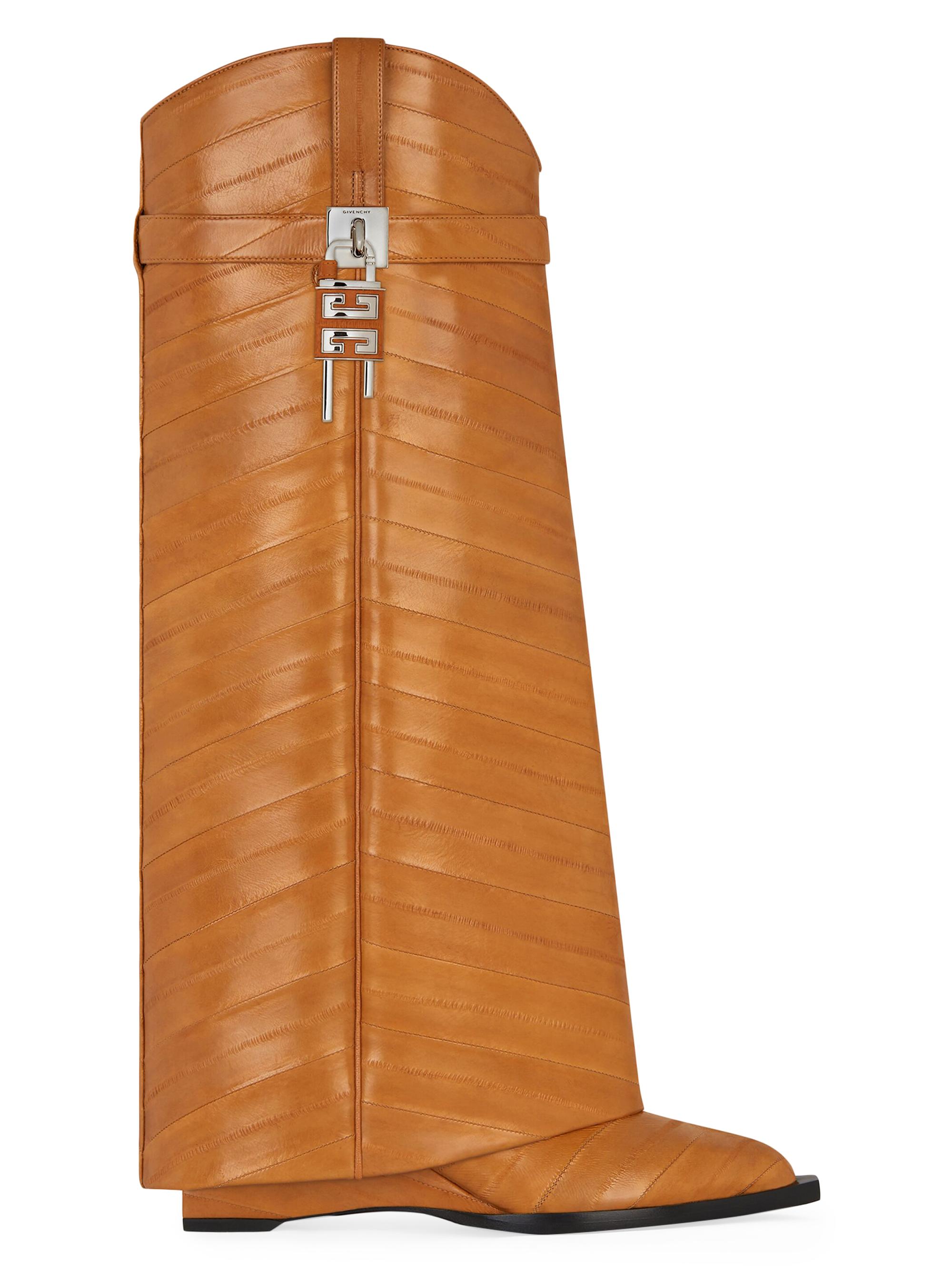 Givenchy Women's Shark Lock Cowboy Boots In Eel - Tan