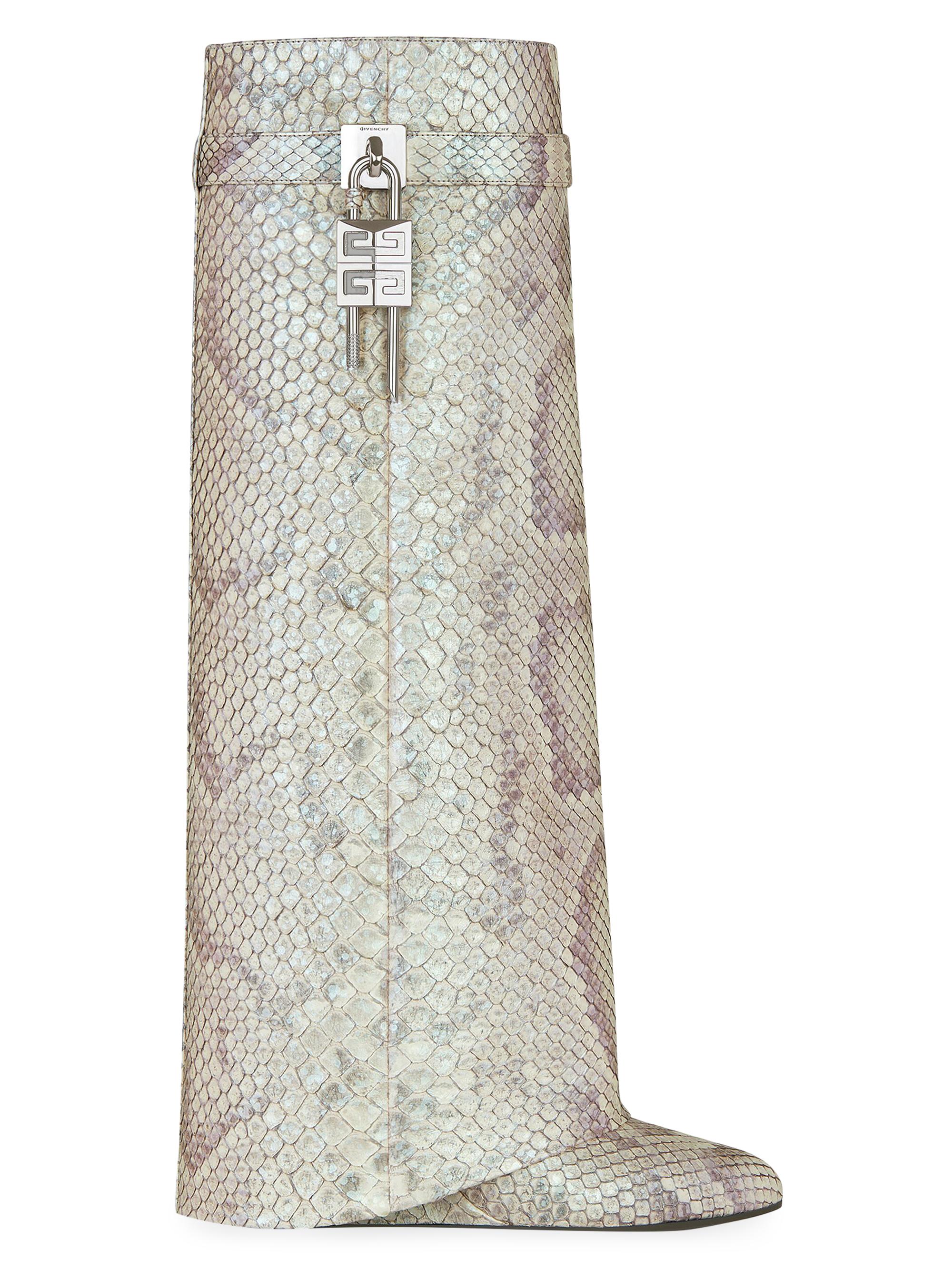 Givenchy Women's Shark Lock Boots In Python With Pearl Effect - Natural Beige