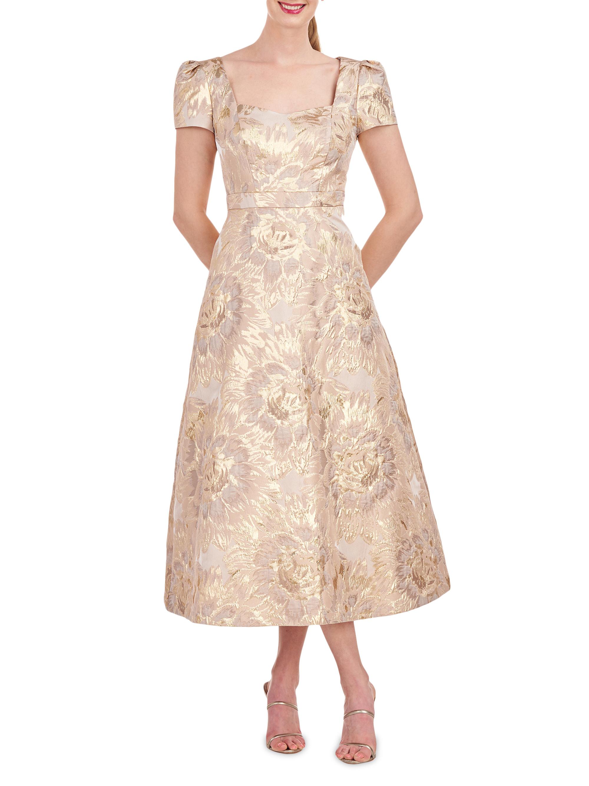 Kay Unger Women's Finleigh Metallic Floral Midi-Dress - Gold