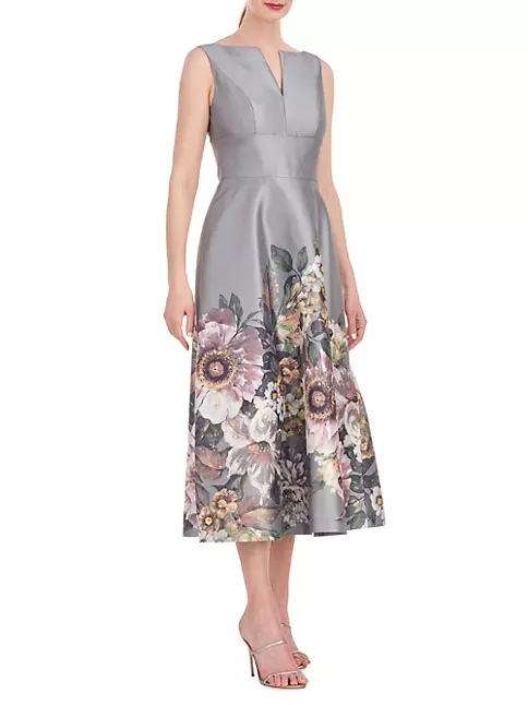 Shop Kay Unger Marlene Organza Floral Midi-Dress | Saks Fifth Avenue