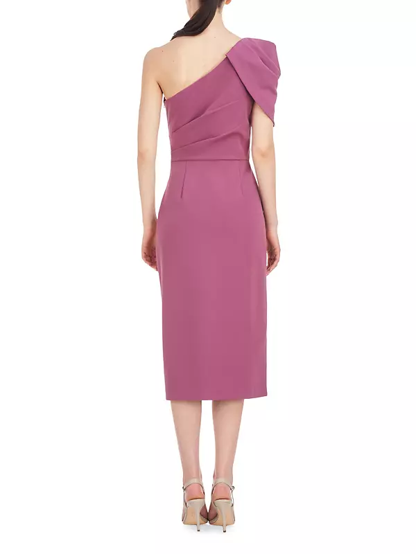 Shop Kay Unger Brie One-Shoulder Draped Midi-Dress | Saks Fifth Avenue