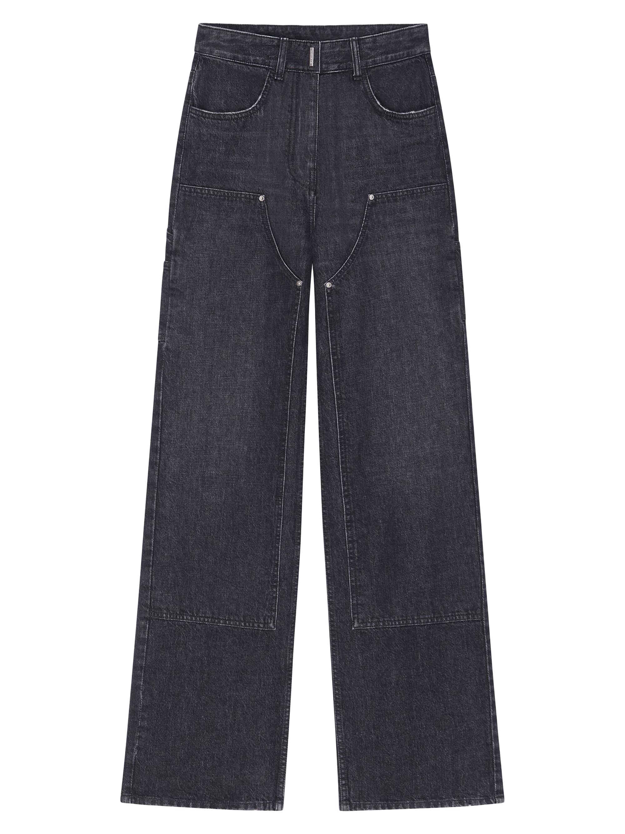 Givenchy Women's Oversized Jeans In Denim With Patches - Faded Black