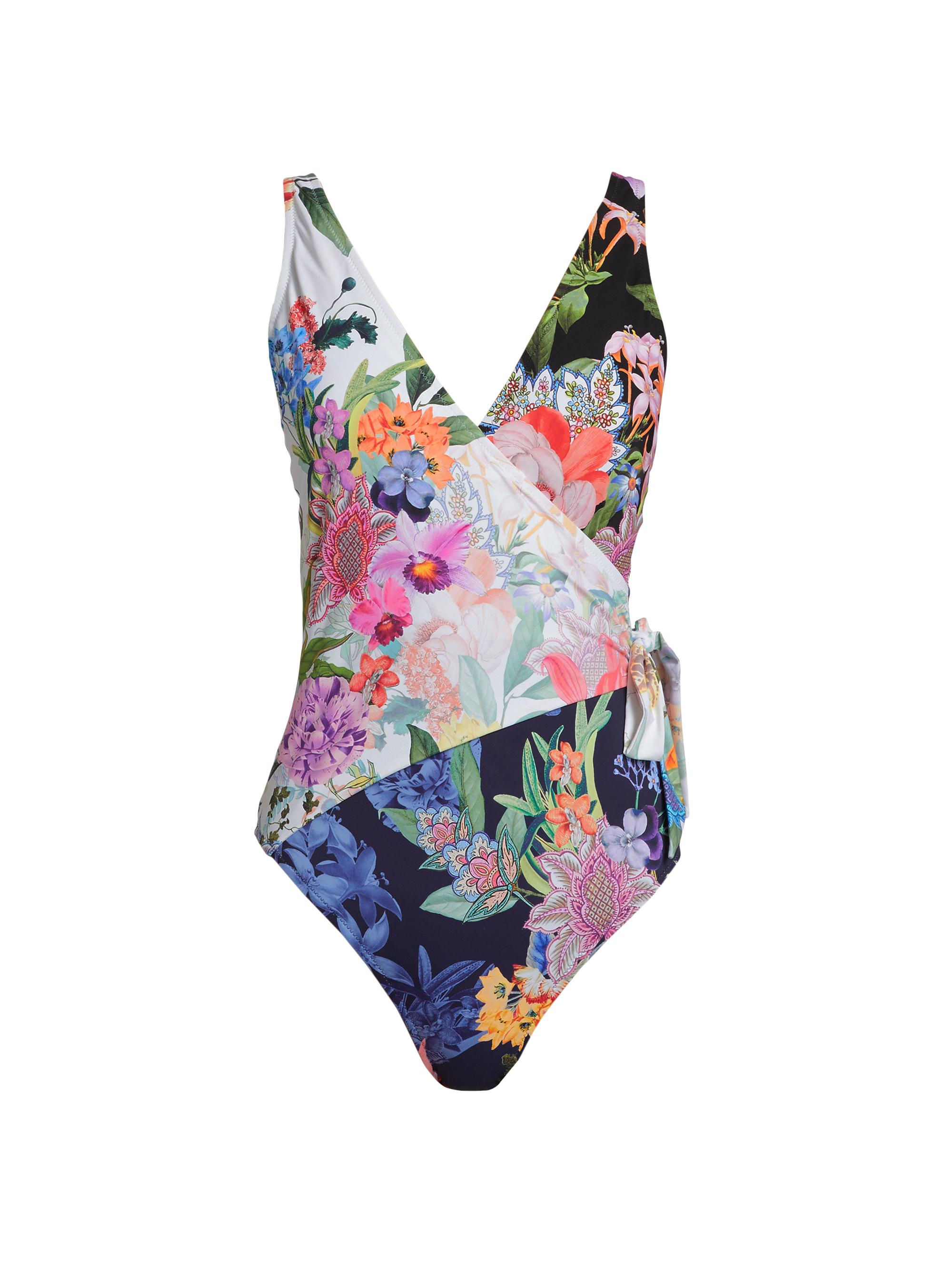 Johnny Was Women's Neon Jungle Wrap One-Piece Swimsuit