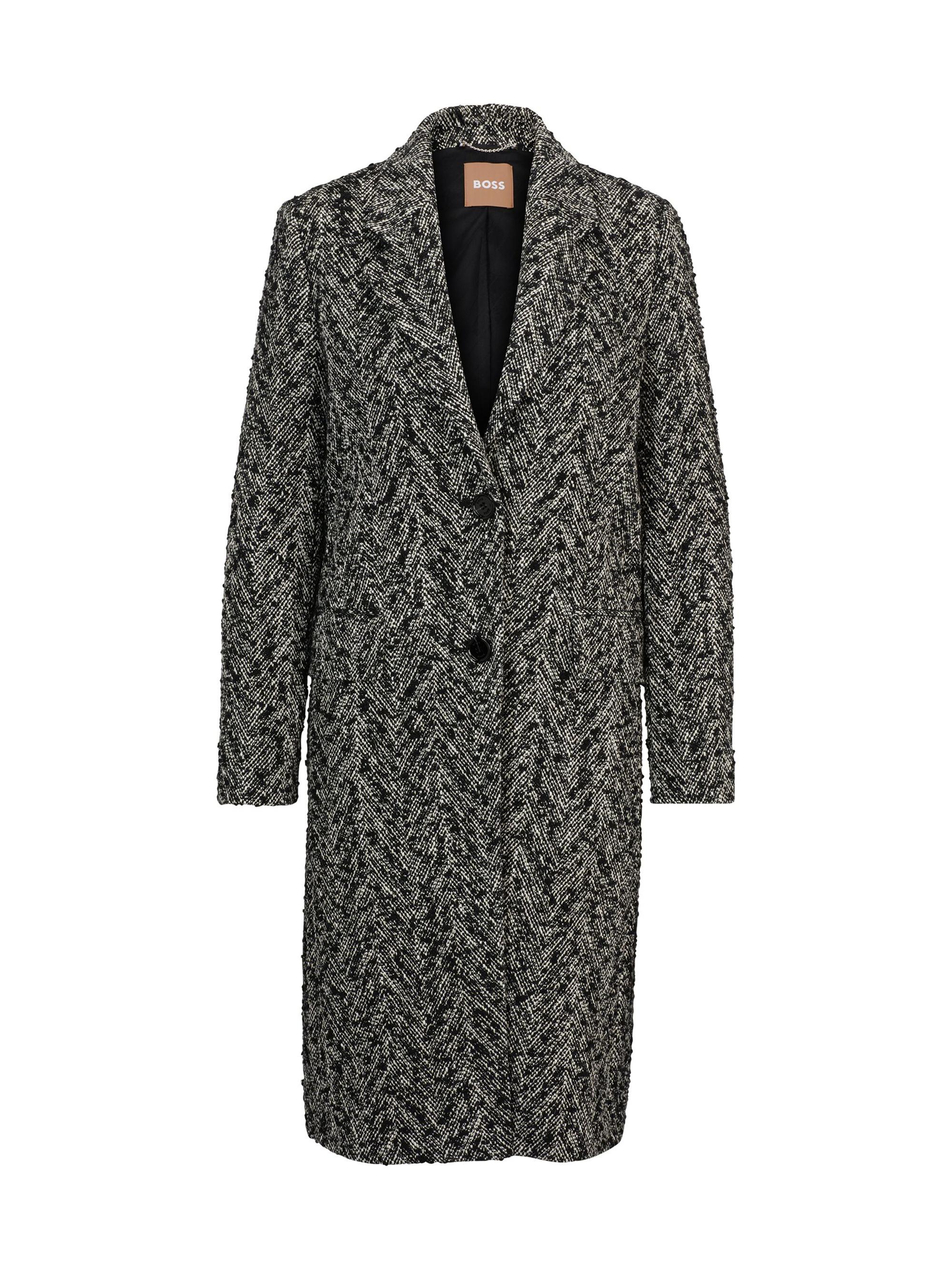 BOSS Women's Slim-Fit Coat In A Structured Cotton Blend - Black