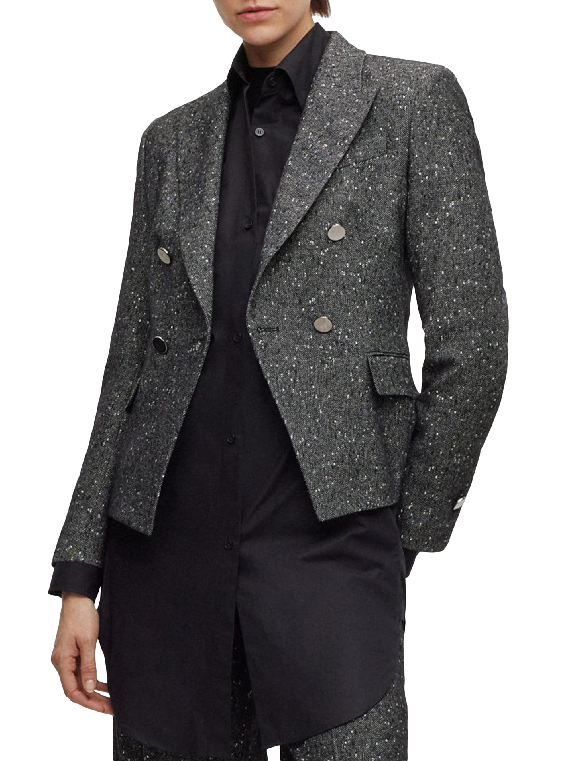 BOSS Women's Slim-Fit Jacket In Structured Tweed - Patterned