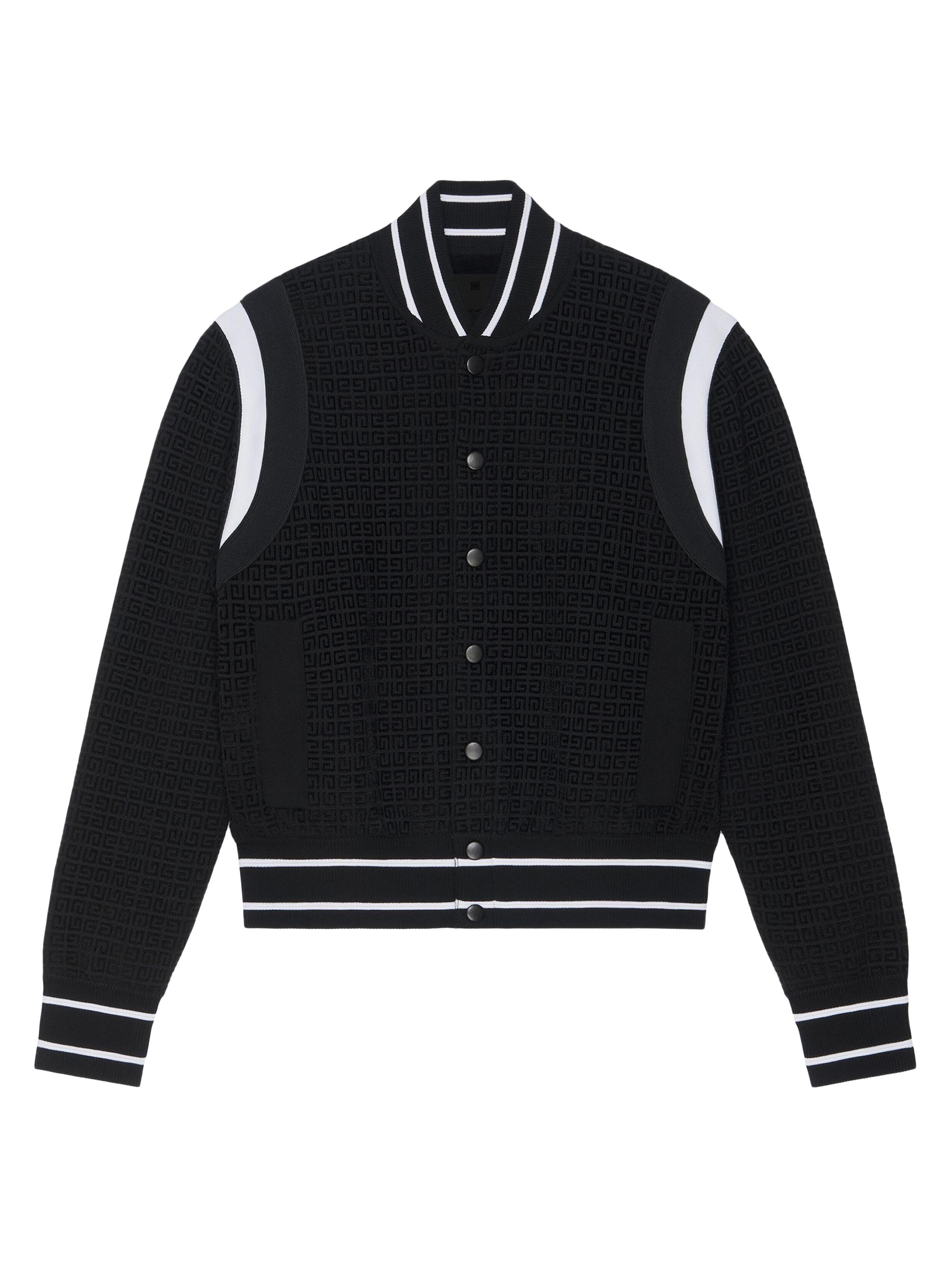 Givenchy Men's Varsity Jacket In 4G Knit With Velvet Effect - Black