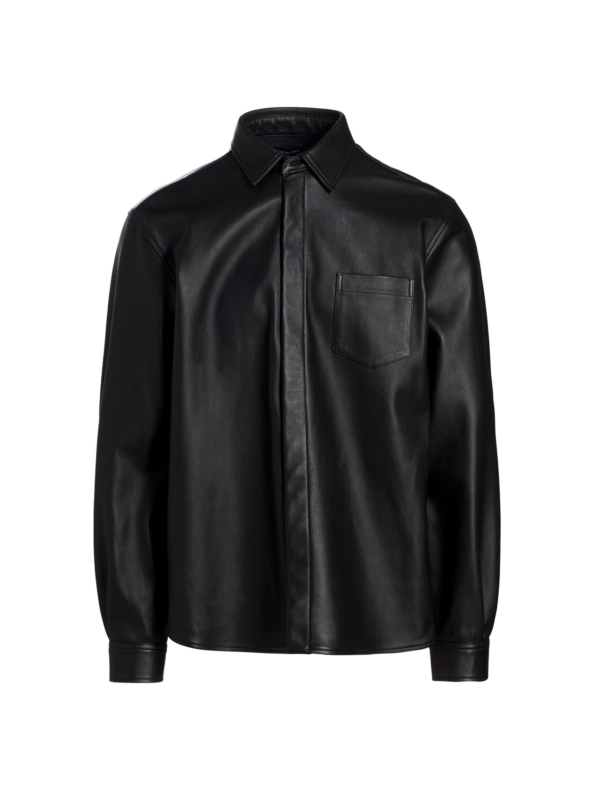 John Elliott Men's Leather Overshirt - Black