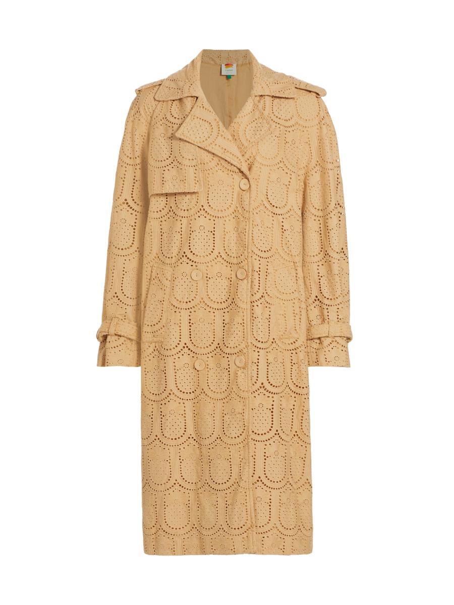 Farm Rio Embroidered Pineapple Cotton Trench Coat | Saks Fifth Avenue