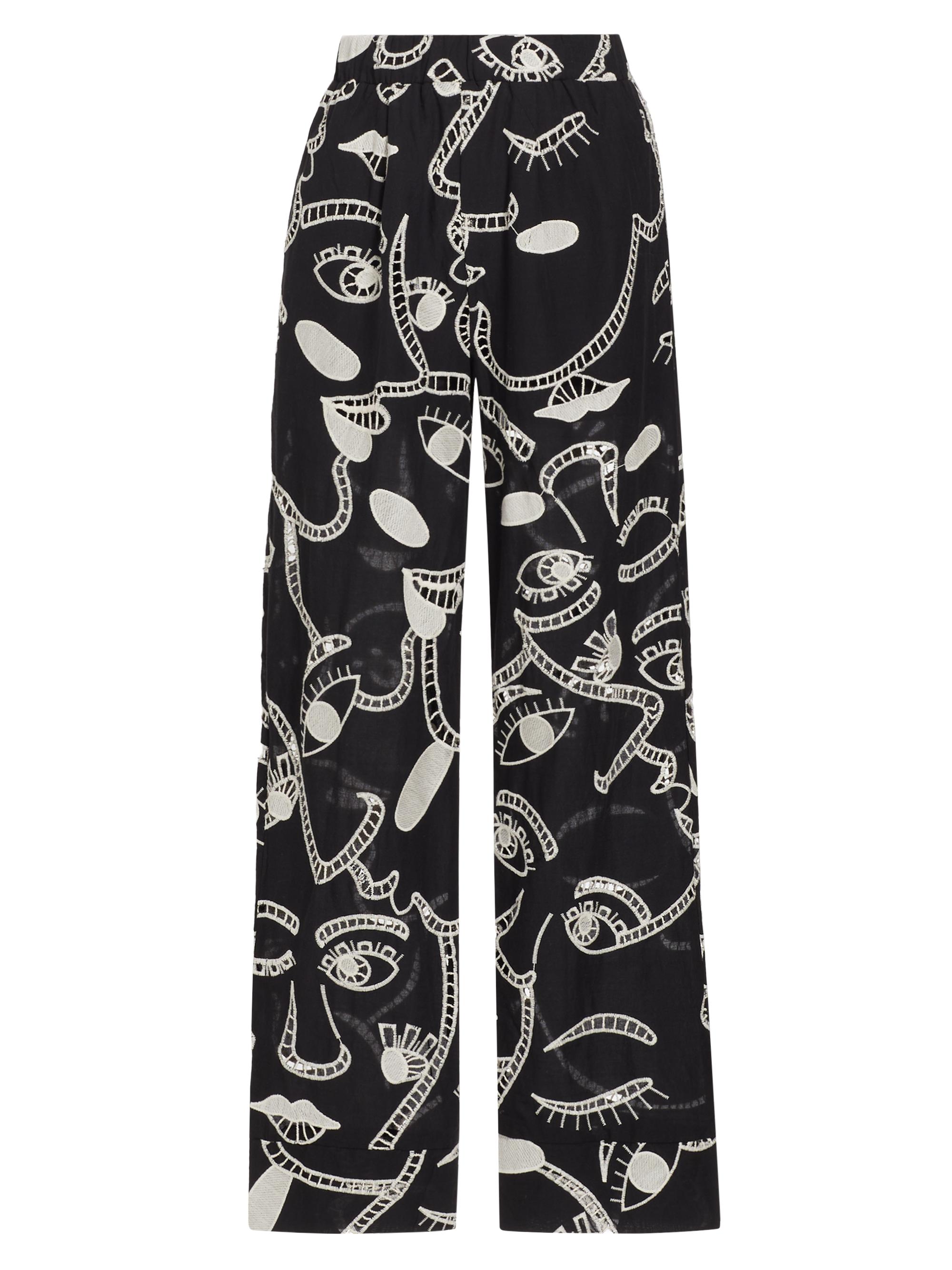 Farm Rio Women's Richelieu Faces Wide-Leg Pants - Black