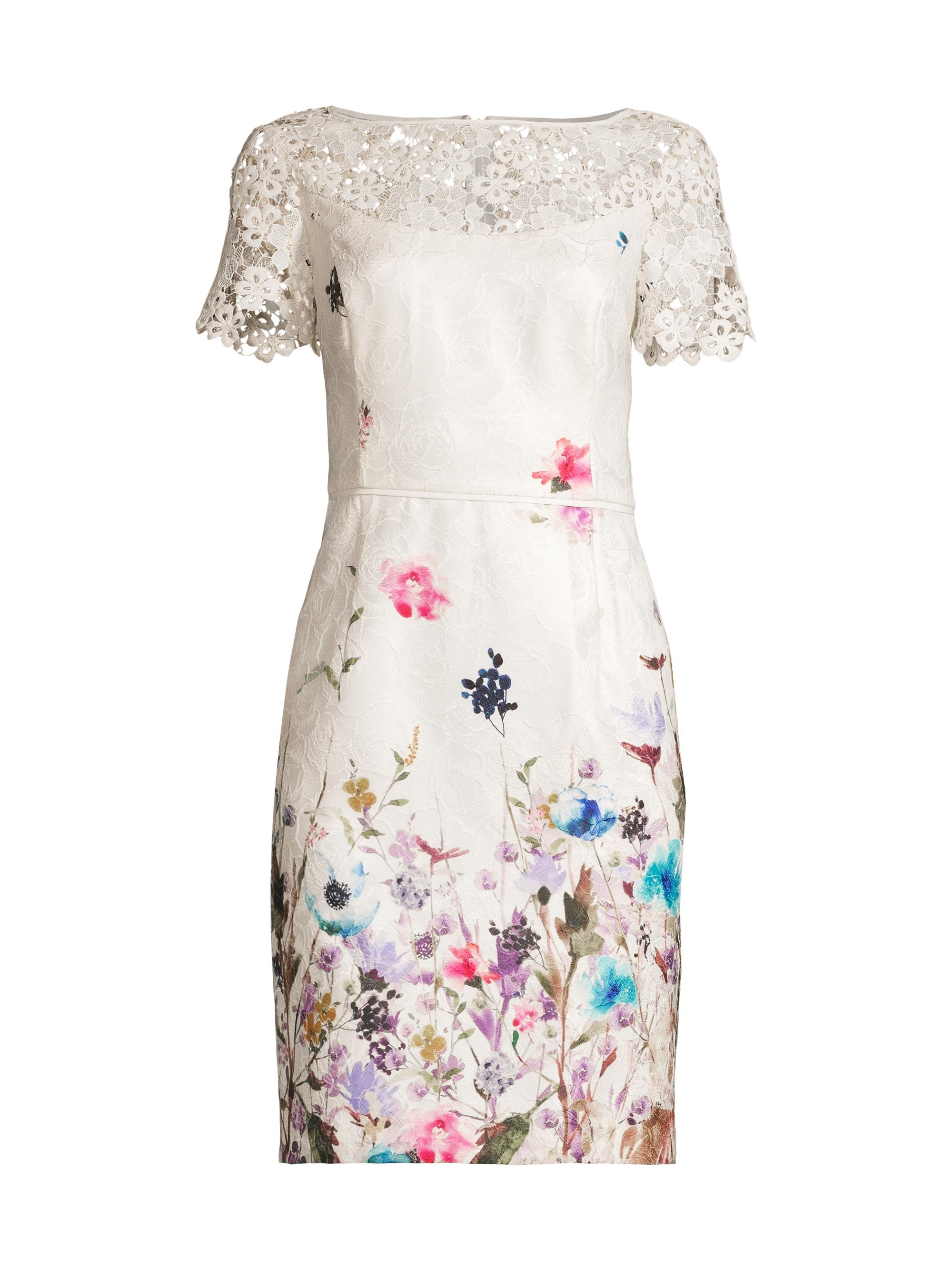 Shani Women's Printed Jacquard Sheath Dress - White