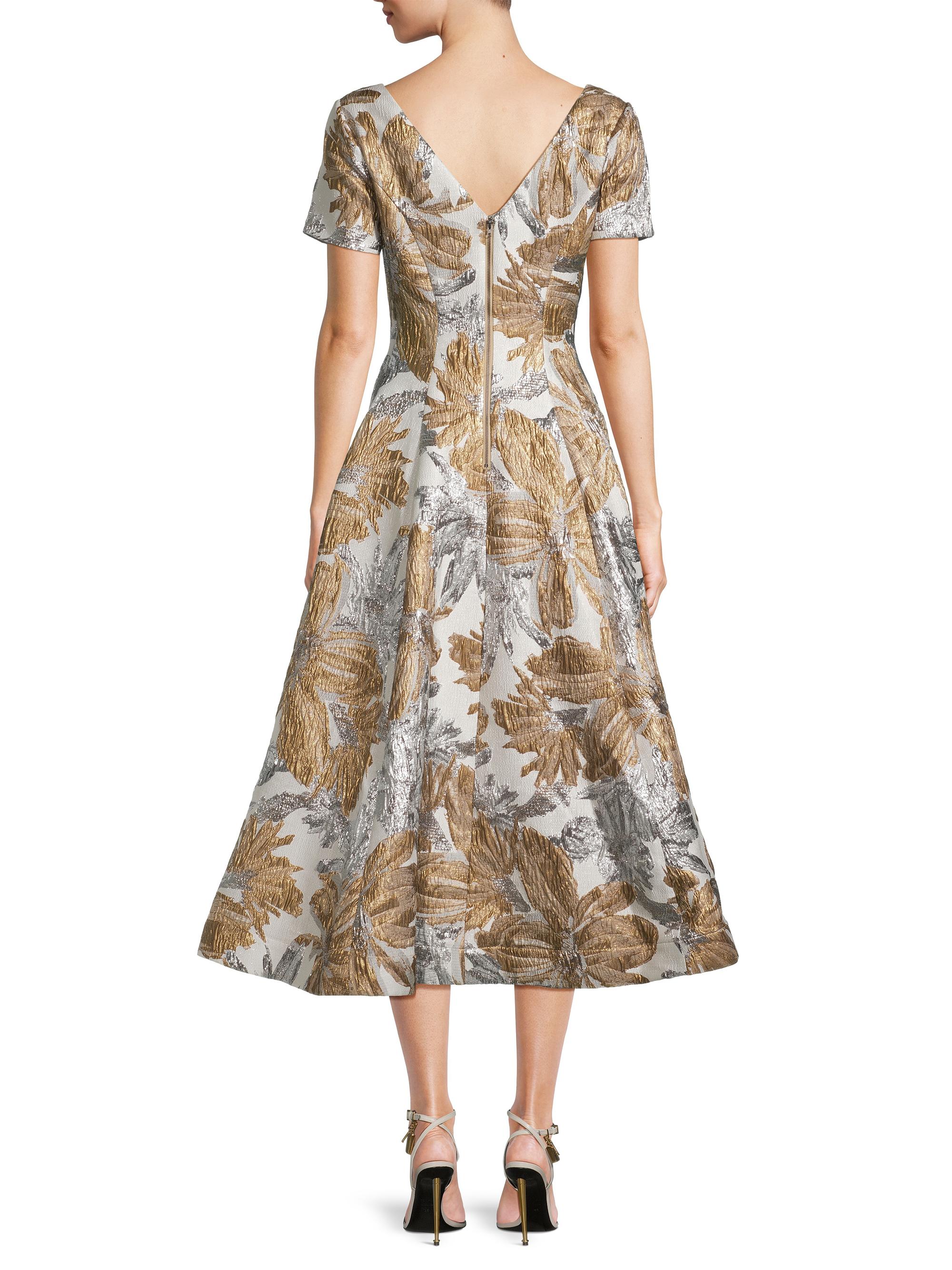 Shani Women's Jacquard Fit-&-Flare Cocktail Dress - White Gold - Size 6