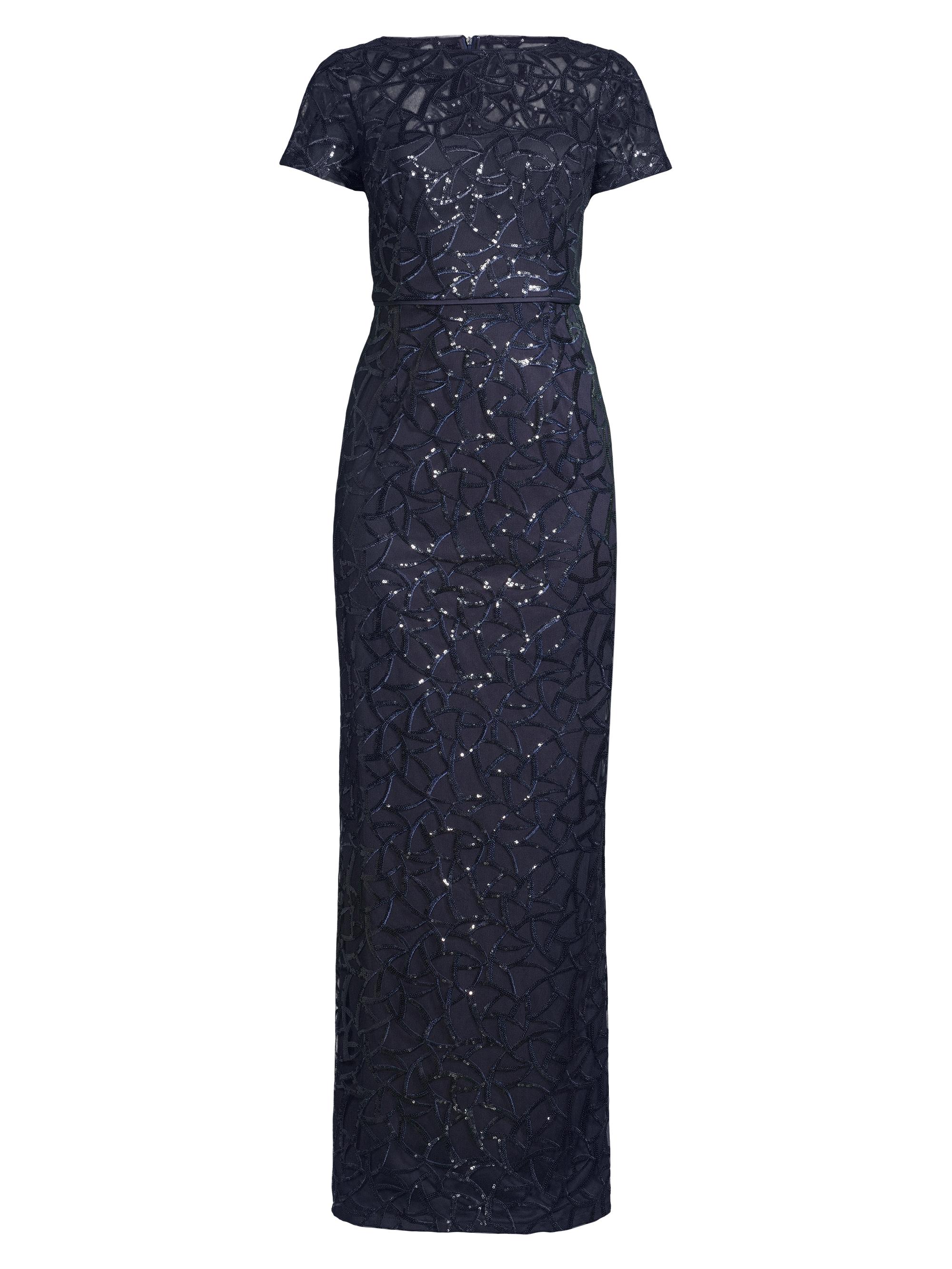 Shani Women's Sequined Illusion-Neck Gown - Navy