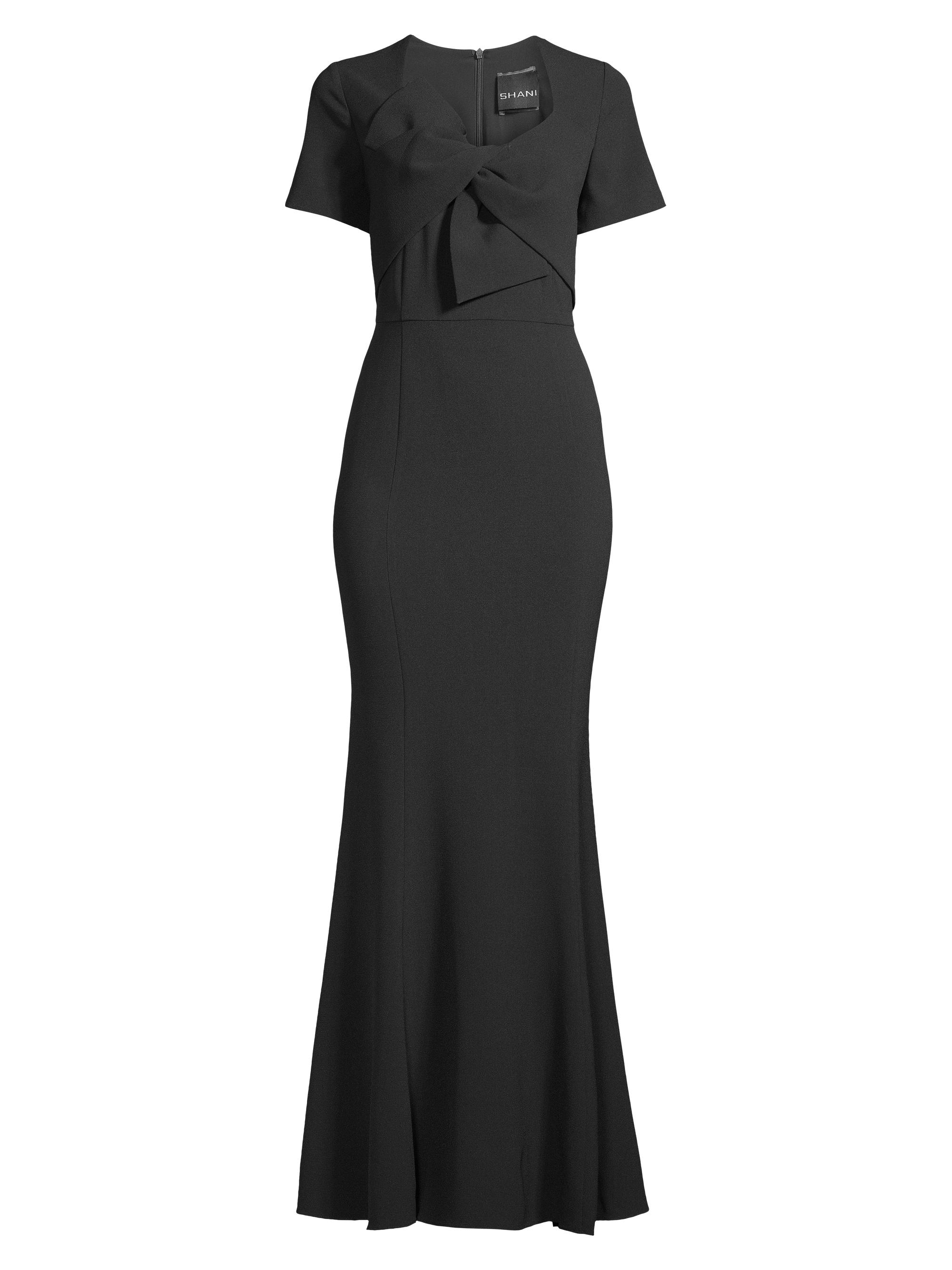 Shani Women's Twisted Bow Crepe Mermaid Gown - Black