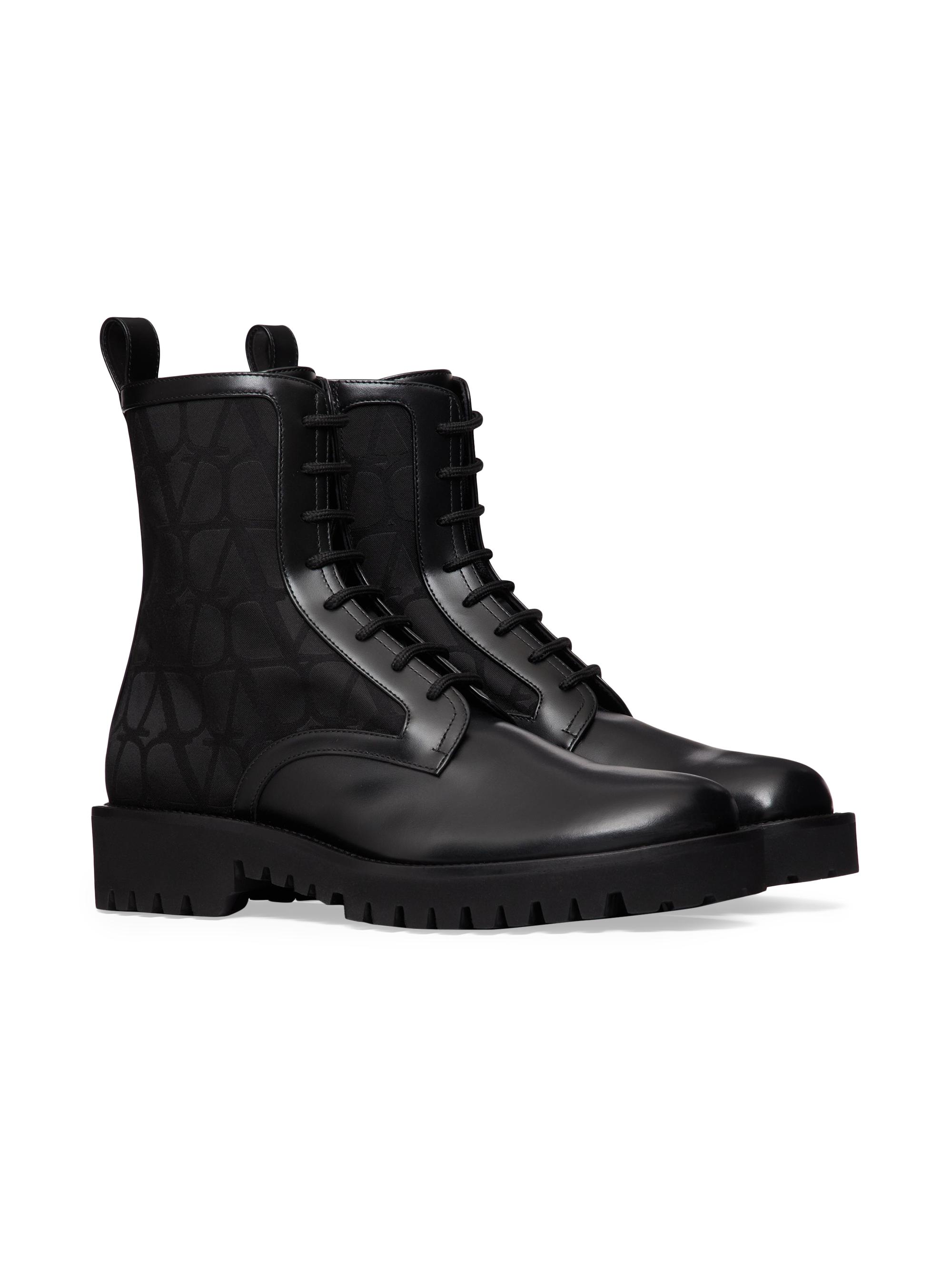 Valentino Garavani Toile Iconographe Combat Boots | Saks Fifth Avenue