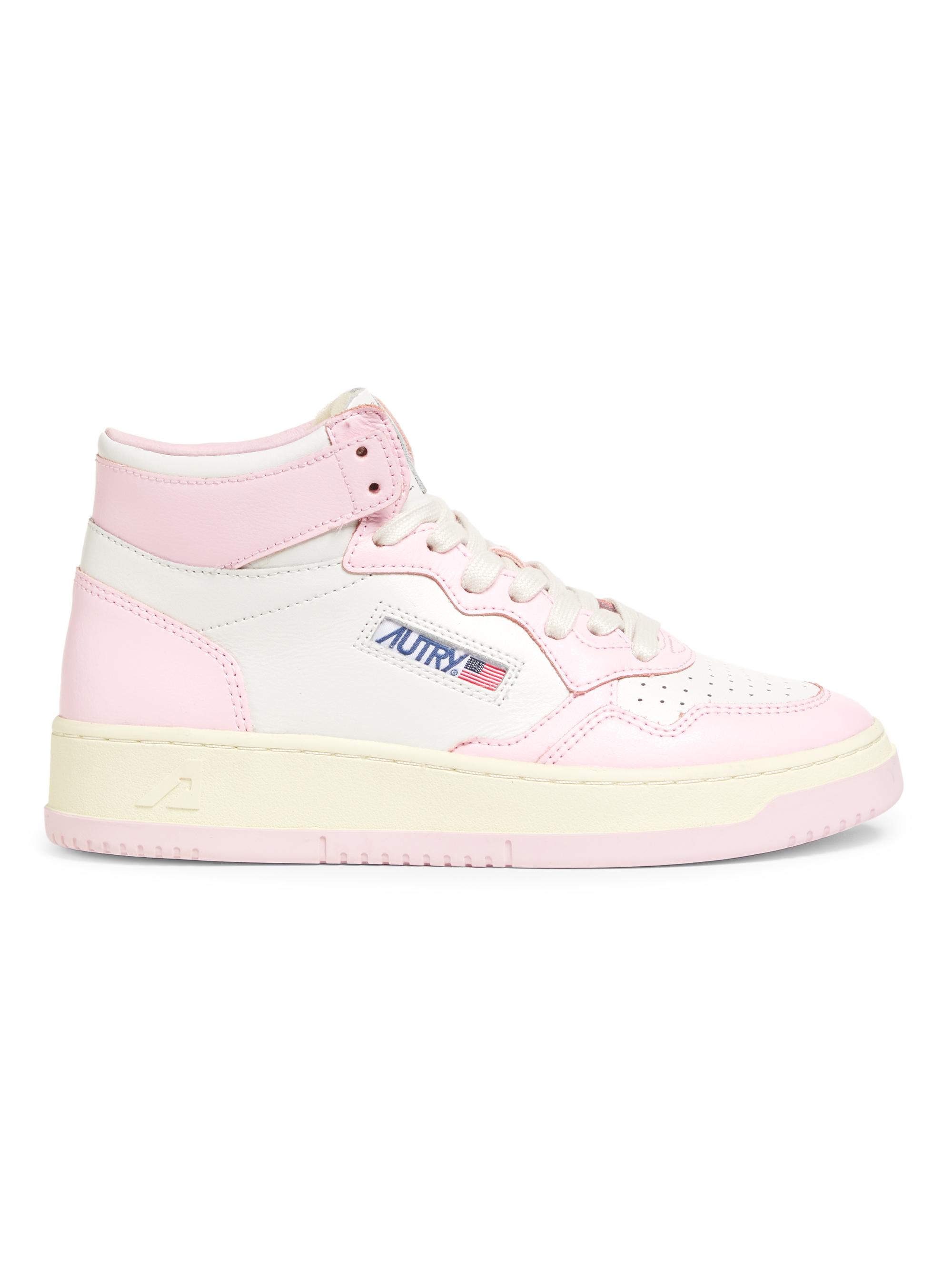 Autry Women's Medalist Two-Tone High-Top Sneakers - White Pink