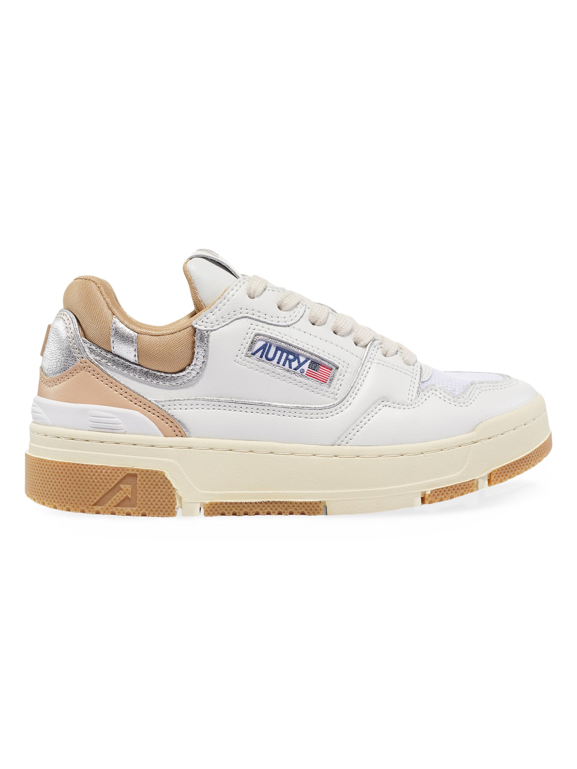 Autry Women's Handmade Leather Low-Top Sneakers - White Silver Copper