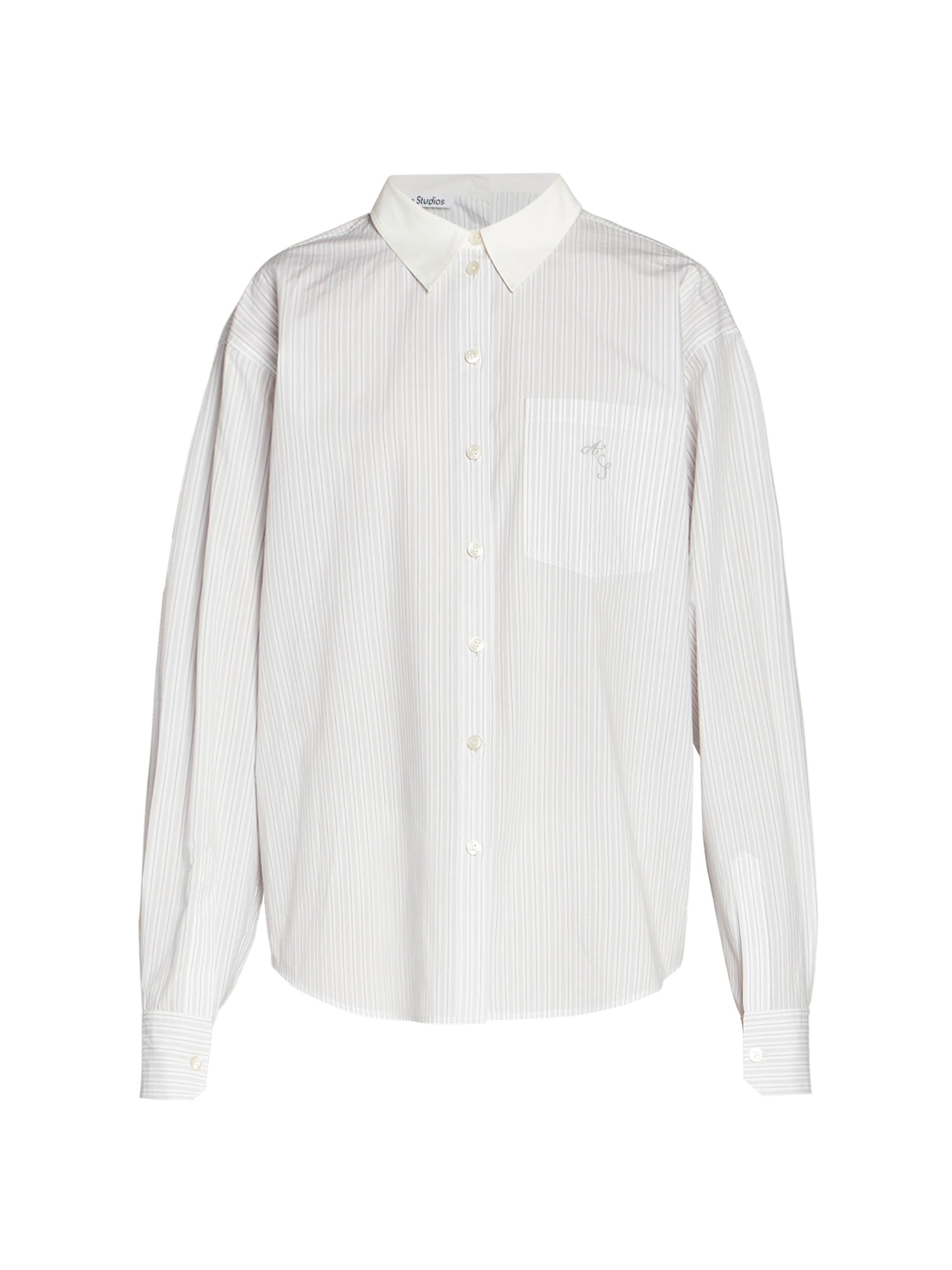 Acne Studios Women's Cotton Striped Shirt - Olive Green White