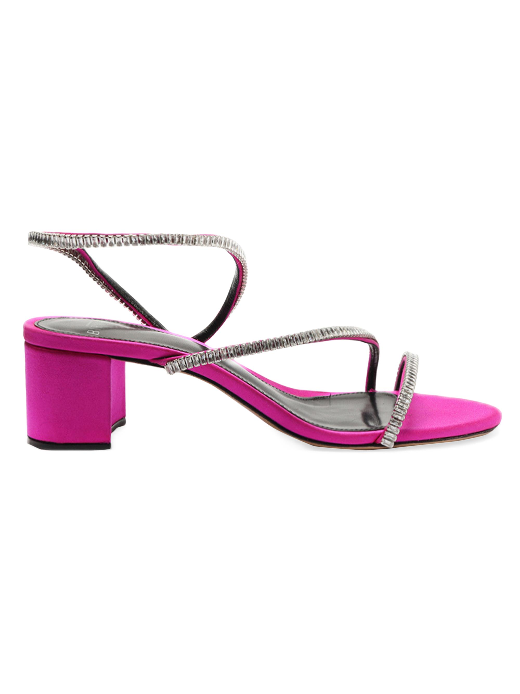 Alexandre Birman Women's Polly Zircone 45MM Satin Sandals - Neon Pink Crystal