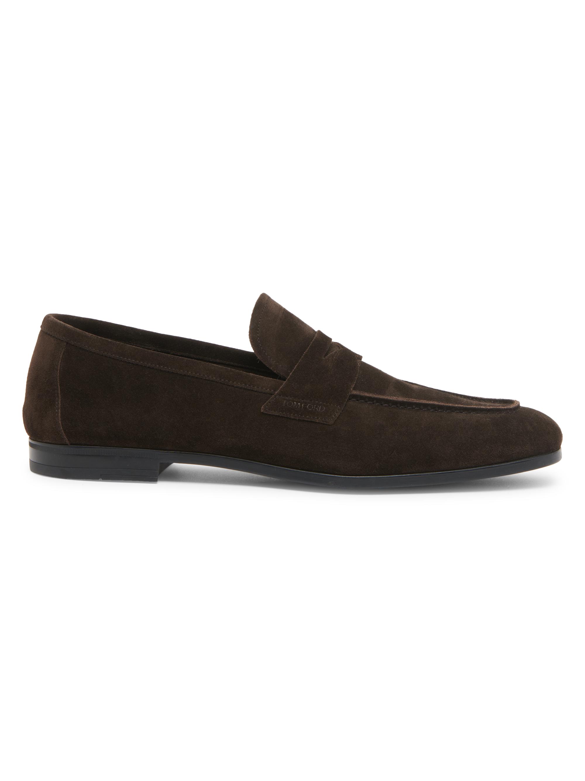 TOM FORD Men's Sean Suede Penny Loafers - Brown