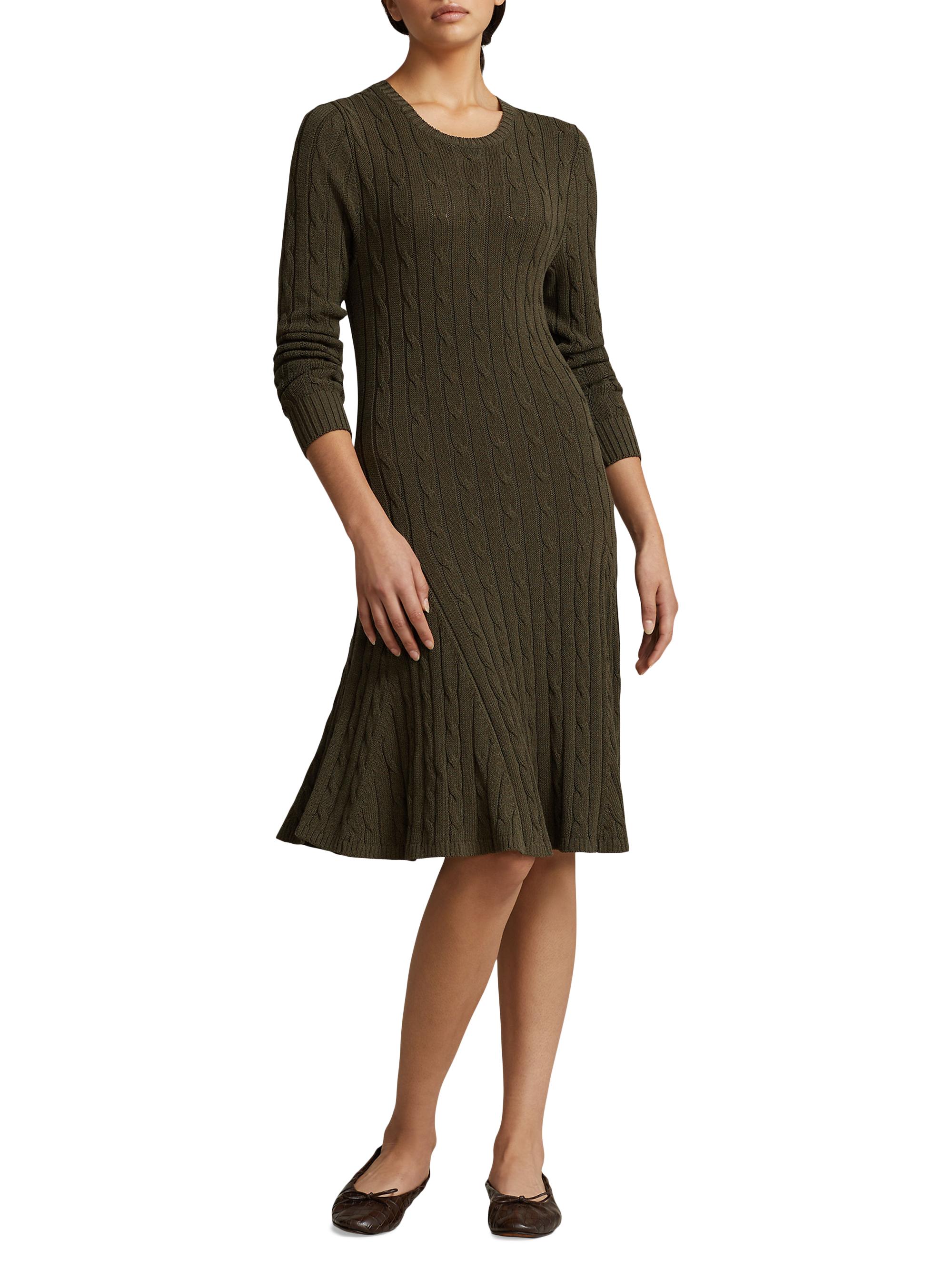 Polo Ralph Lauren Women's Cable-Knit Cotton-Blend Sweaterdress - Canopy Olive