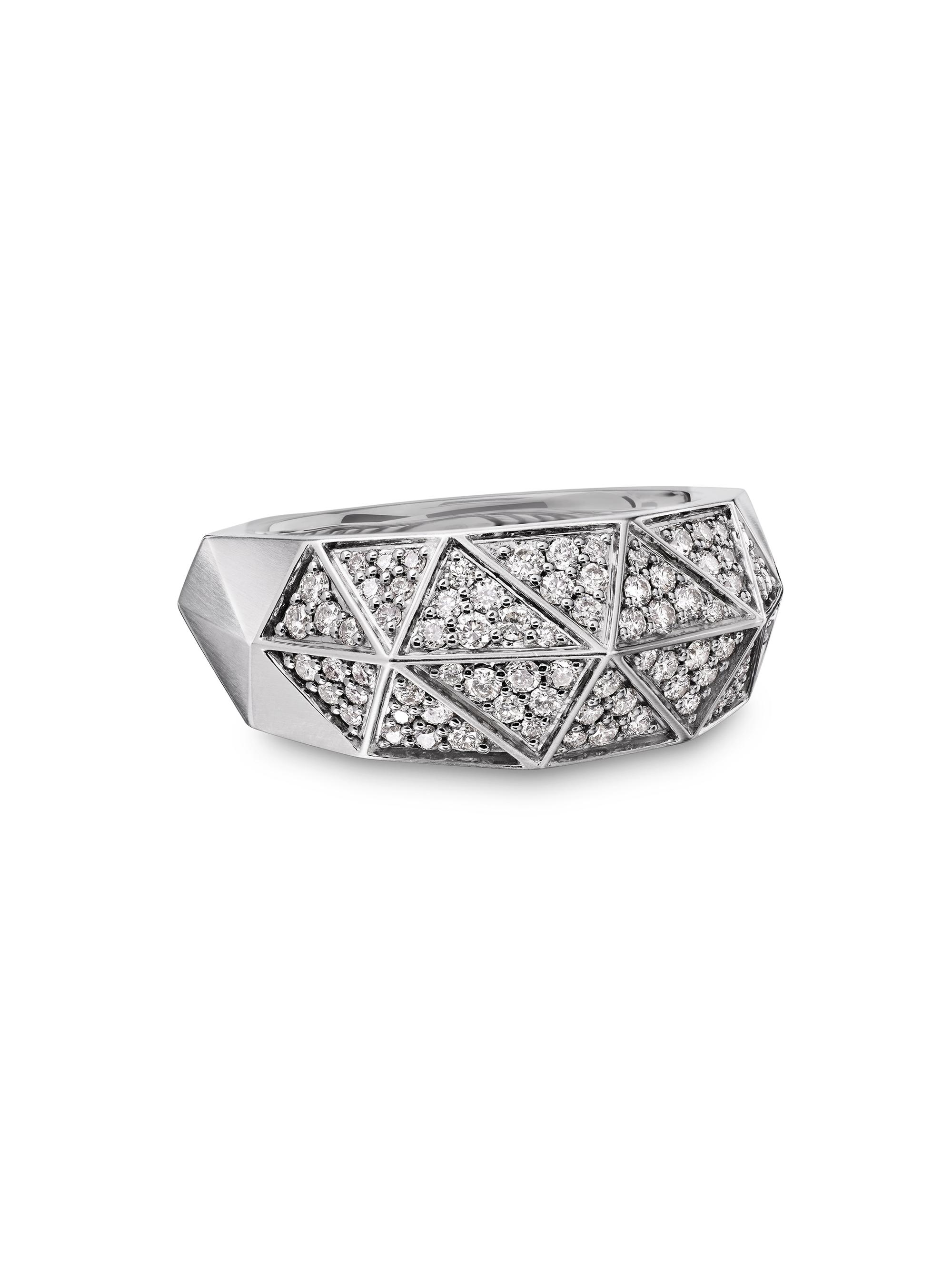 David Yurman Men's Torqued Faceted Signet Ring in Sterling Silver - Diamond