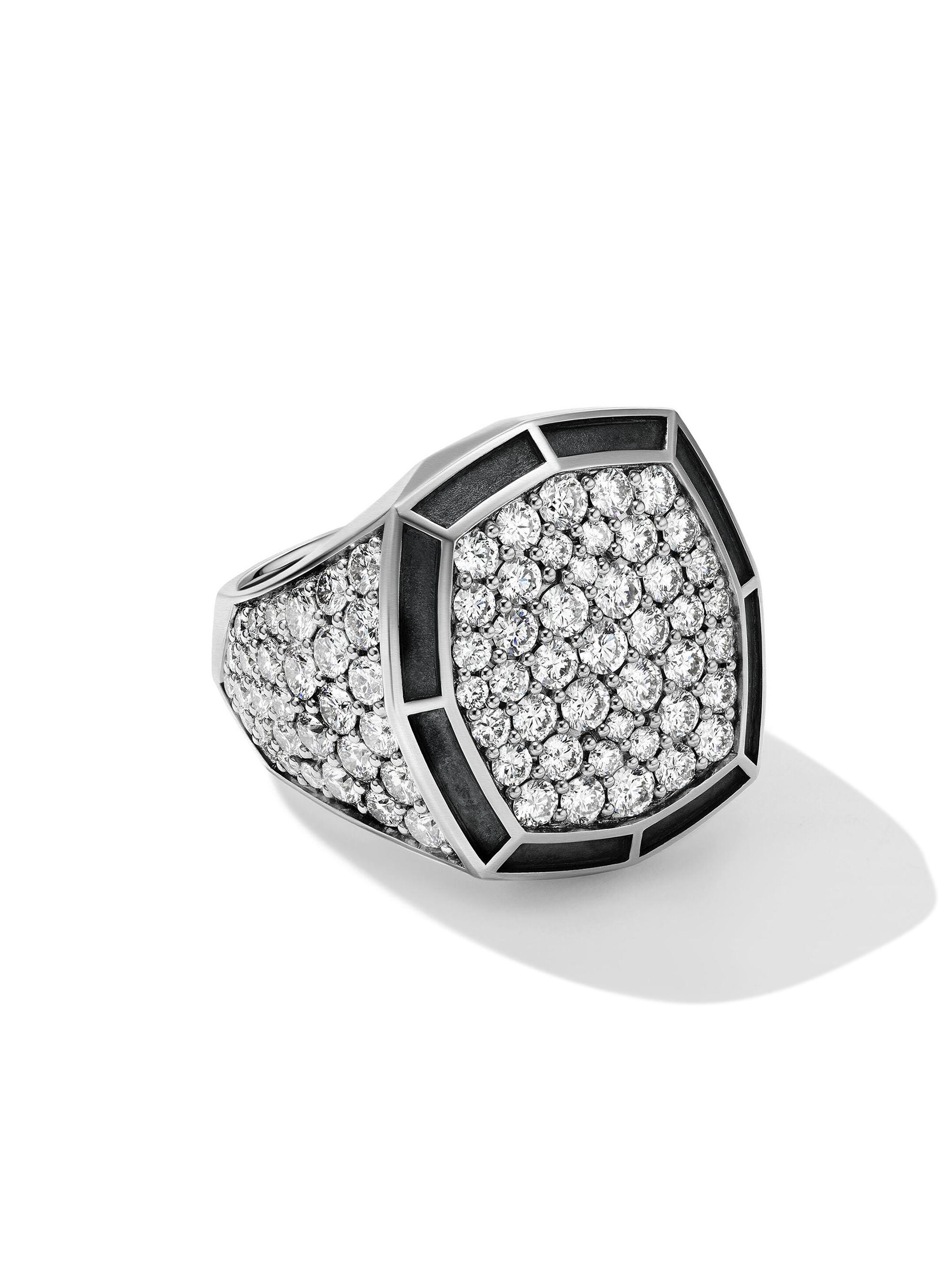 David Yurman Men's Streamline Signet Ring in Sterling Silver - Diamond