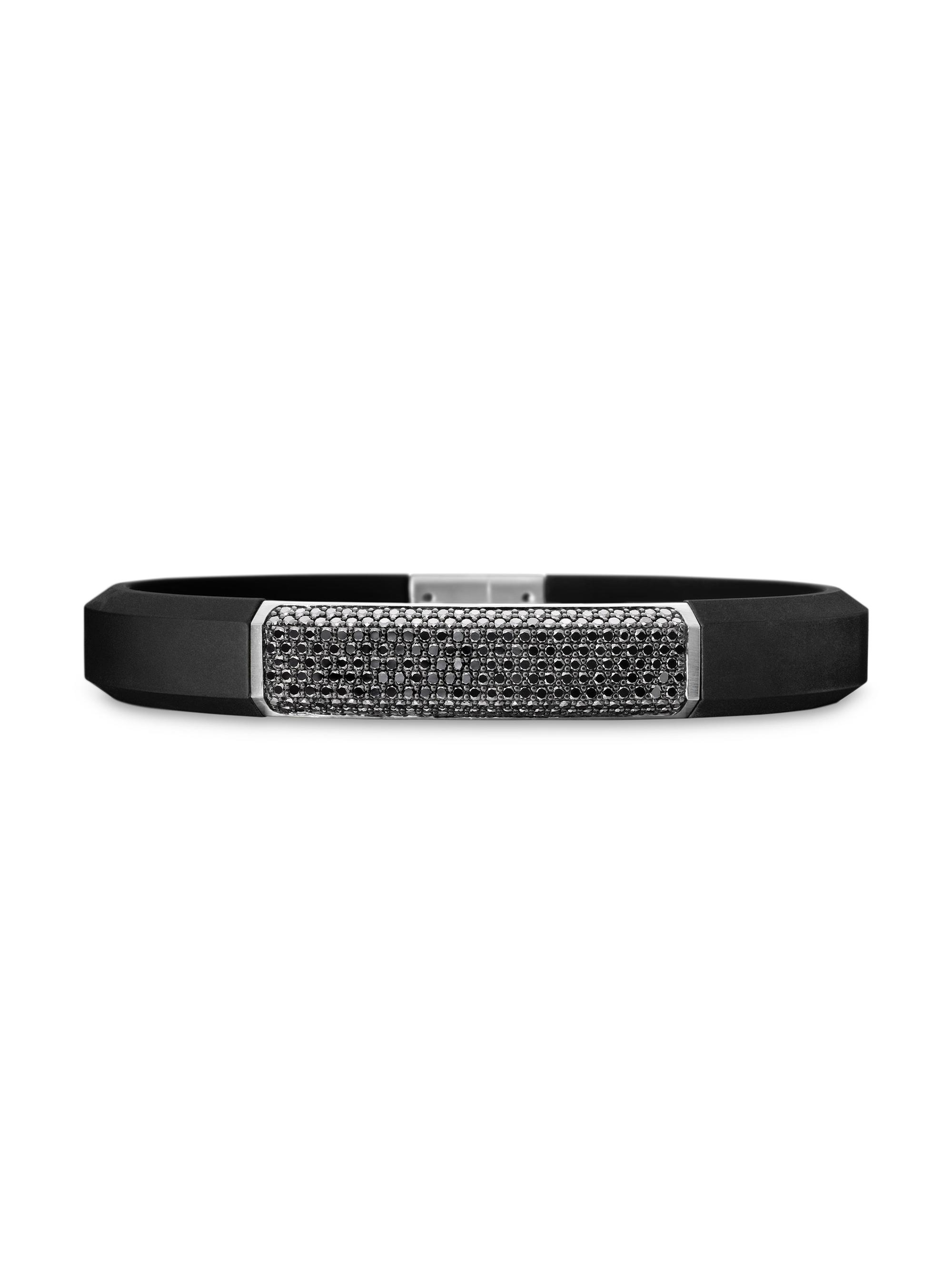 David Yurman Men's Streamline ID Bracelet In Rubber - Black Diamond