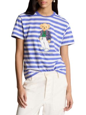 Ralph Lauren Kids Polo Bear-print jersey dress - Blue