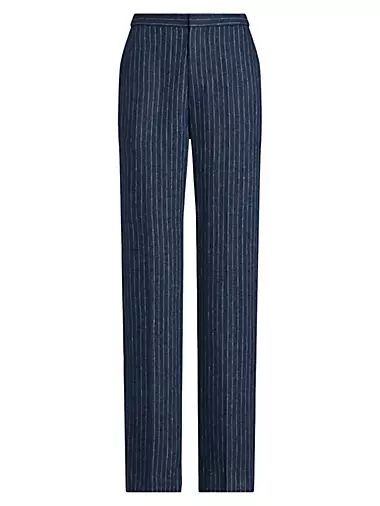 Ralph Lauren Women's Polka Dot Stretch Twill Casual Pants Blue Size 14