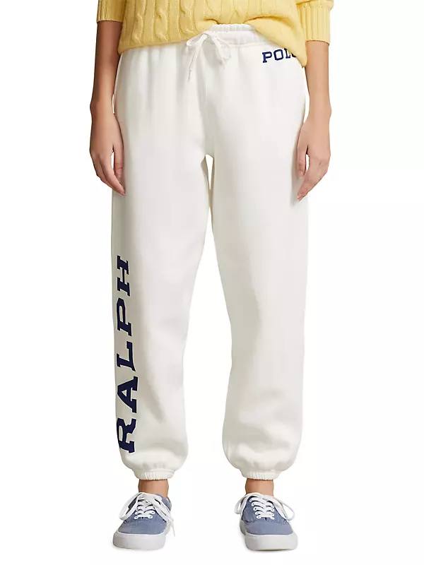 Polo Ralph Lauren Women's Logo Fleece Athletic Sweatpants - Deckwash White - Size XL